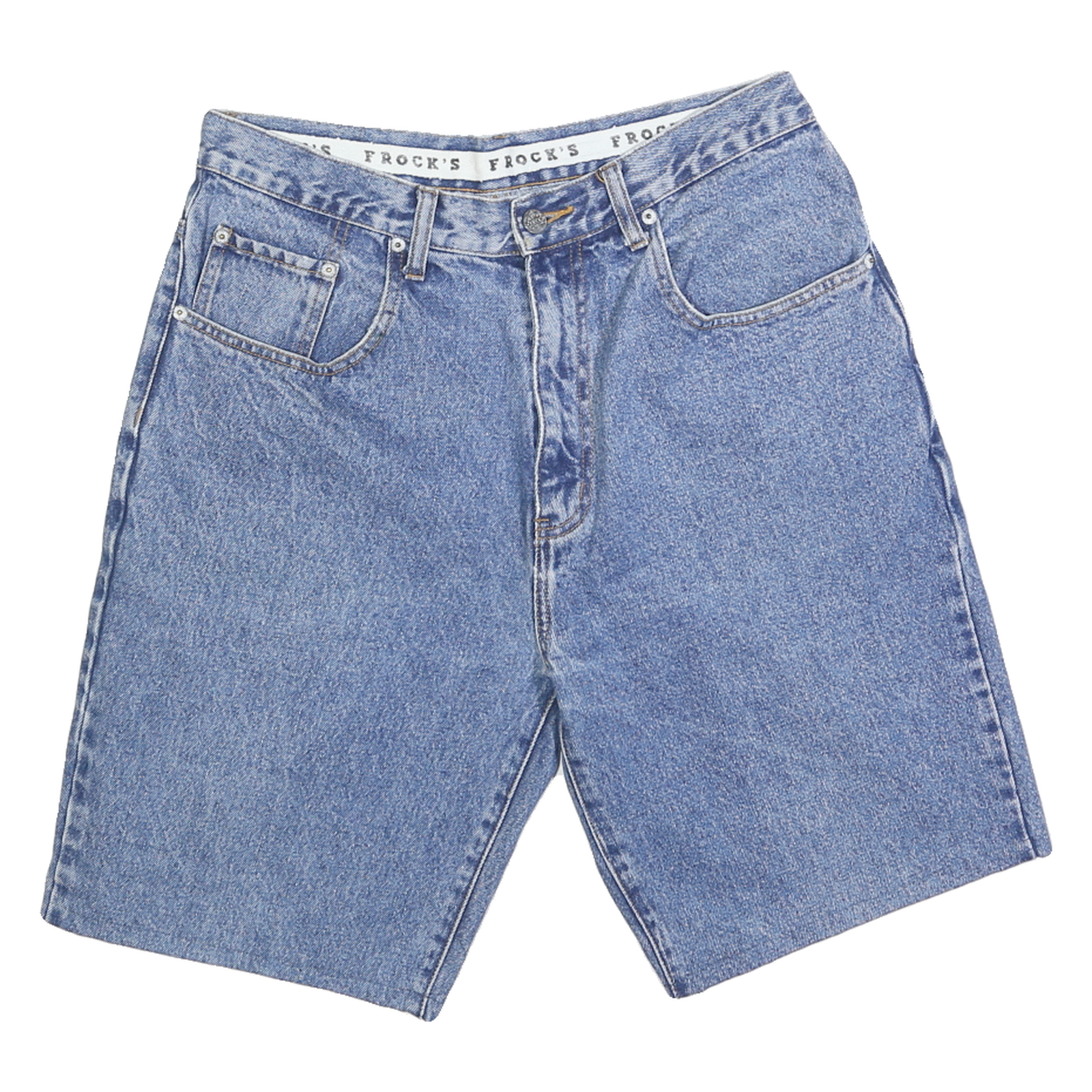 FROCKS Mens Denim Blue Casual Shorts M W30 Classic Fit Zip Closure Pocket Detail Refurbished - N/A refurbished available on Cerqular