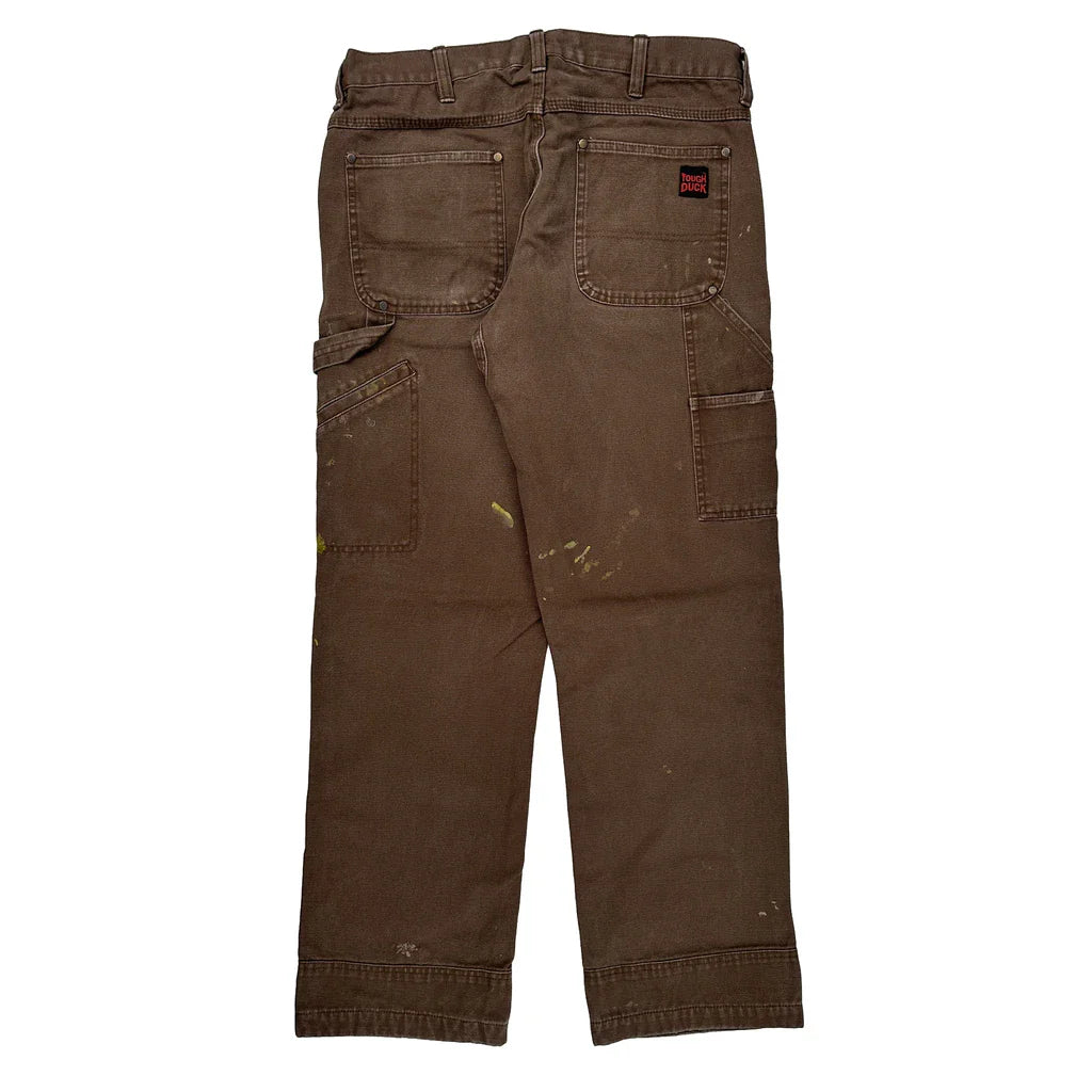 Tough Duck Double Knee Carpenter Trousers - 34W 32L Brown Cotton Refurbished - Thrifted (note: this is a term often used to describe second- refurbished available on Cerqular