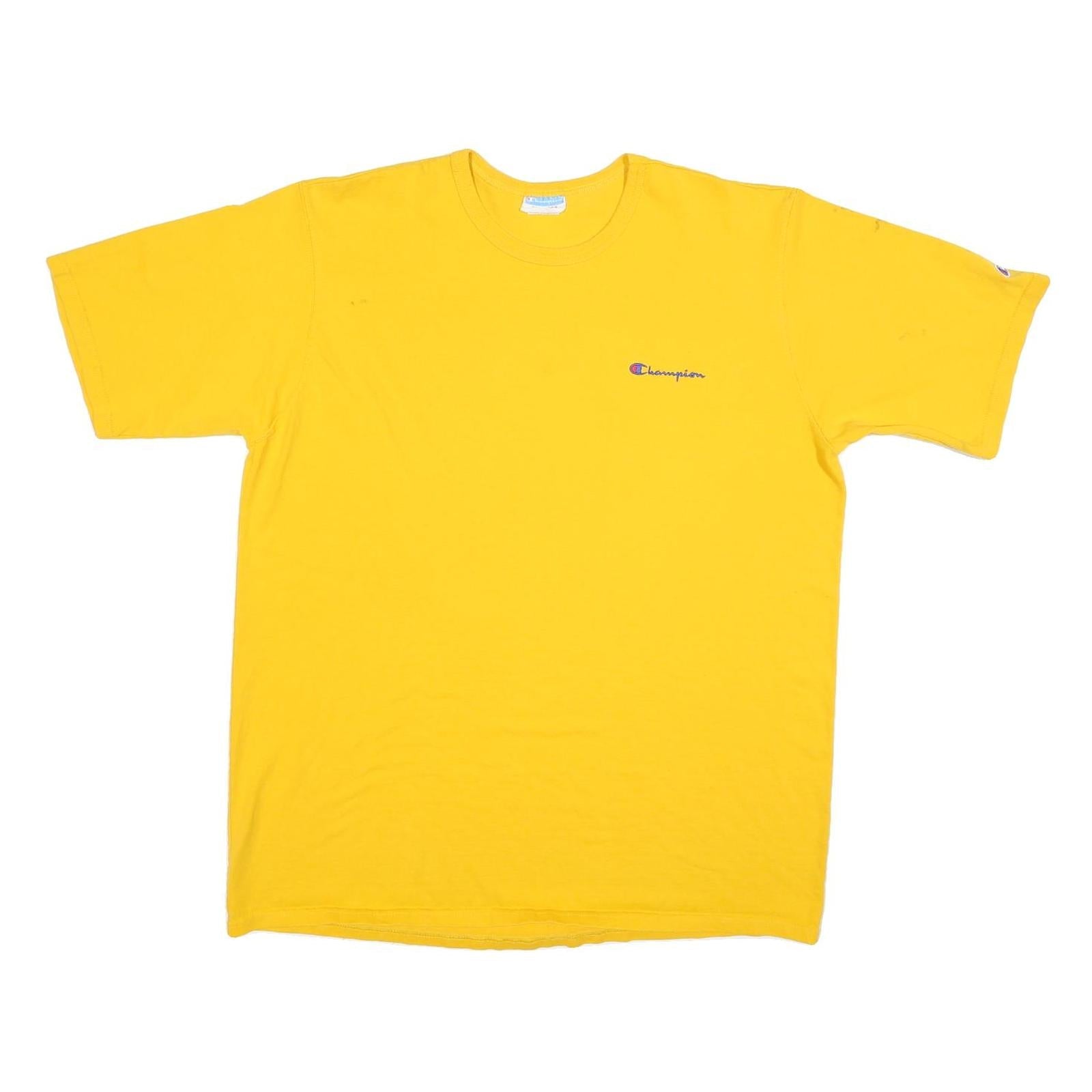 CHAMPION Mens Yellow Graphic T-Shirt 2XL Short Sleeve Crew Neck Cotton Blend Refurbished - N/A refurbished available on Cerqular