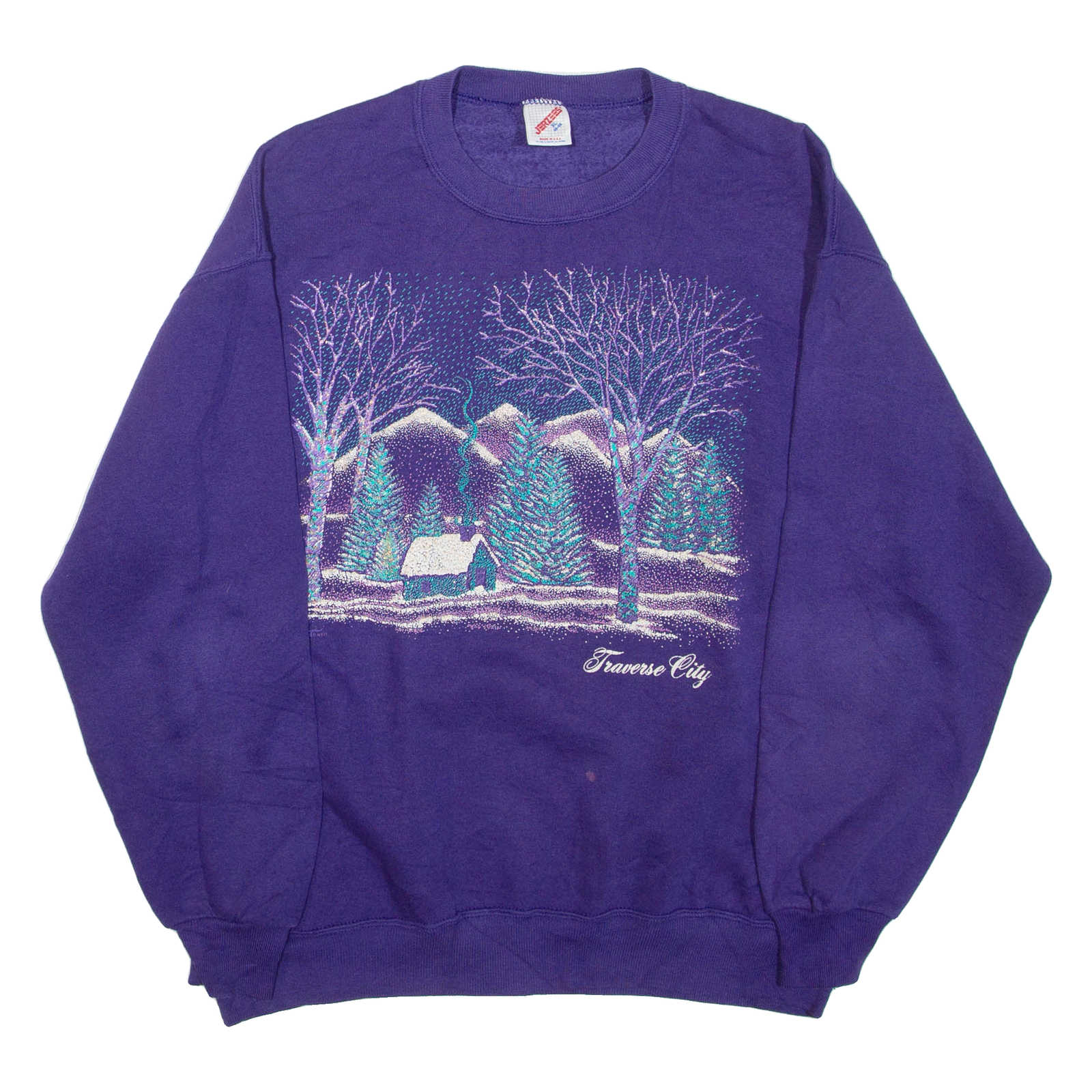 JERZEES Traverse City Mens Sweatshirt Purple Crew Neck USA XL Refurbished - N/A refurbished available on Cerqular