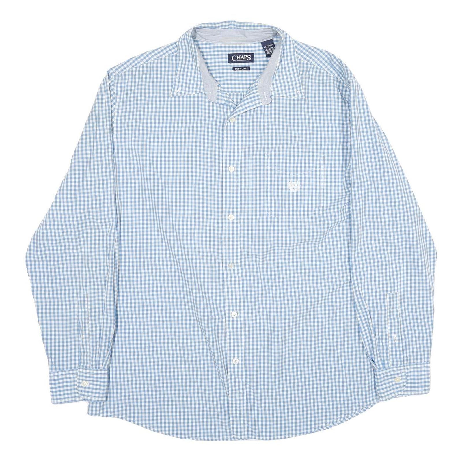 CHAPS Mens Blue & White Check Shirt XL Long Sleeve Cotton Casual Classic Refurbished - N/A refurbished available on Cerqular