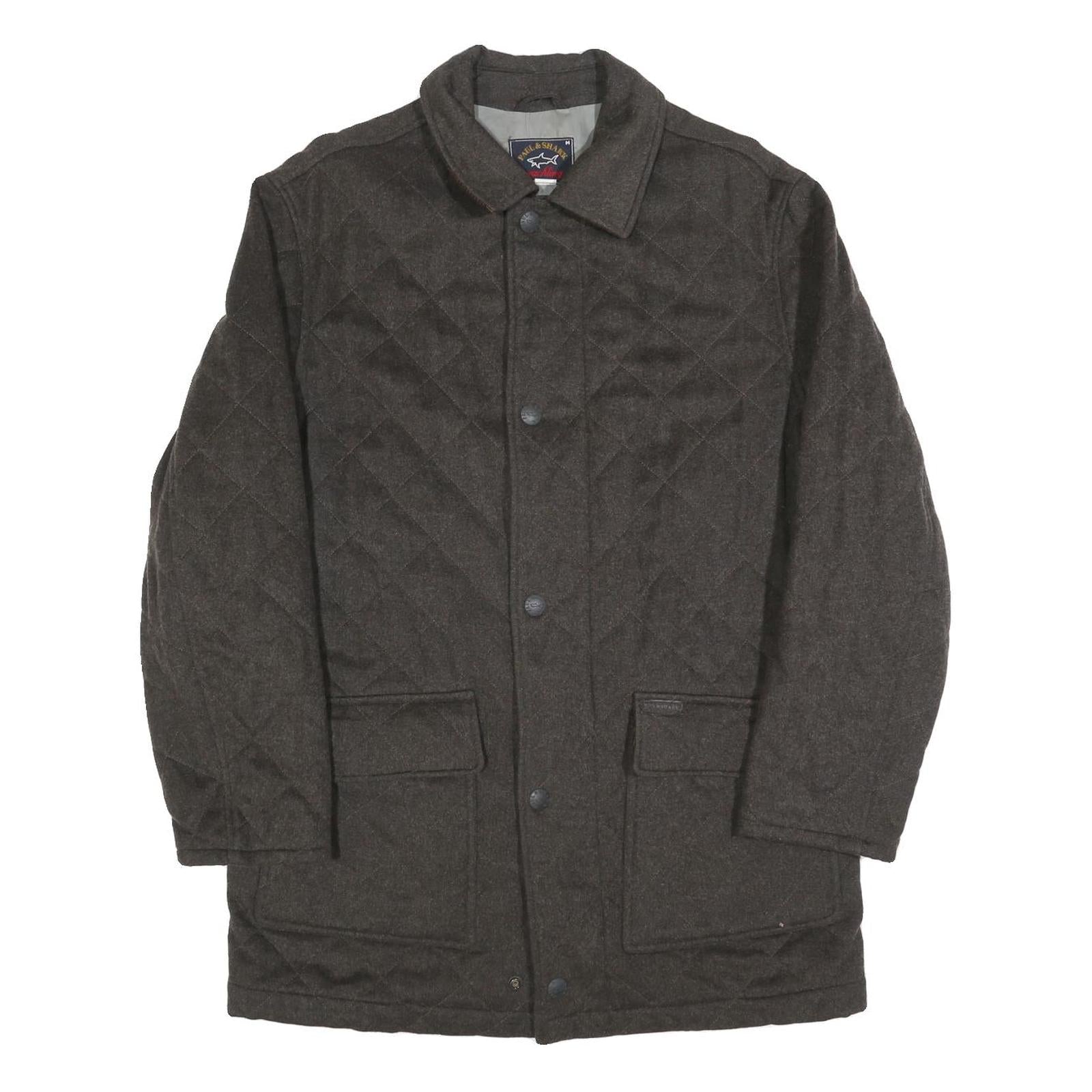 PAUL & SHARK Mens Grey Quilted Jacket M Woven Button Closure Classic Refurbished - N/A refurbished available on Cerqular