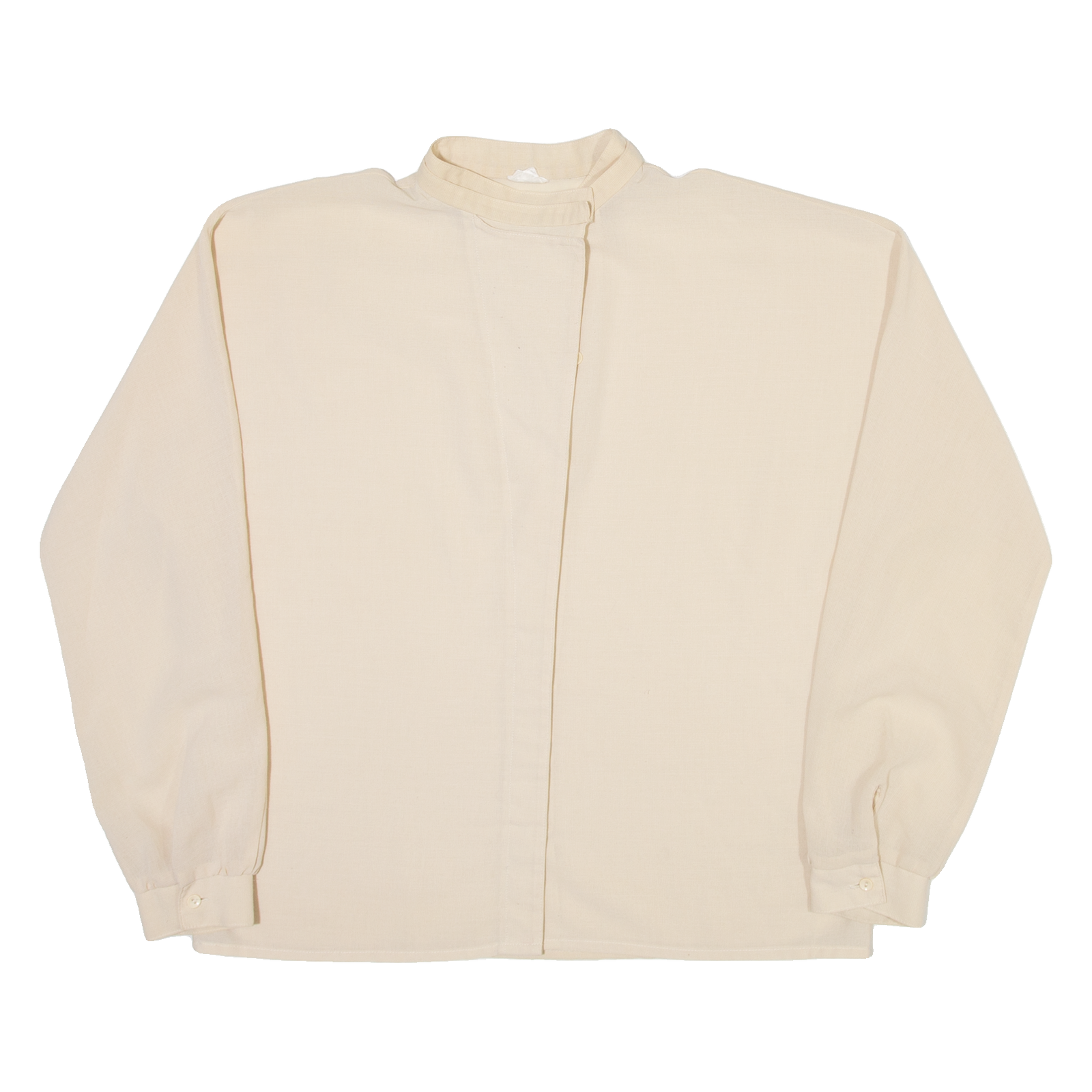 Womens Off Shoulder Shirt Cream Button Neck Long Sleeve M Refurbished - N/A refurbished available on Cerqular