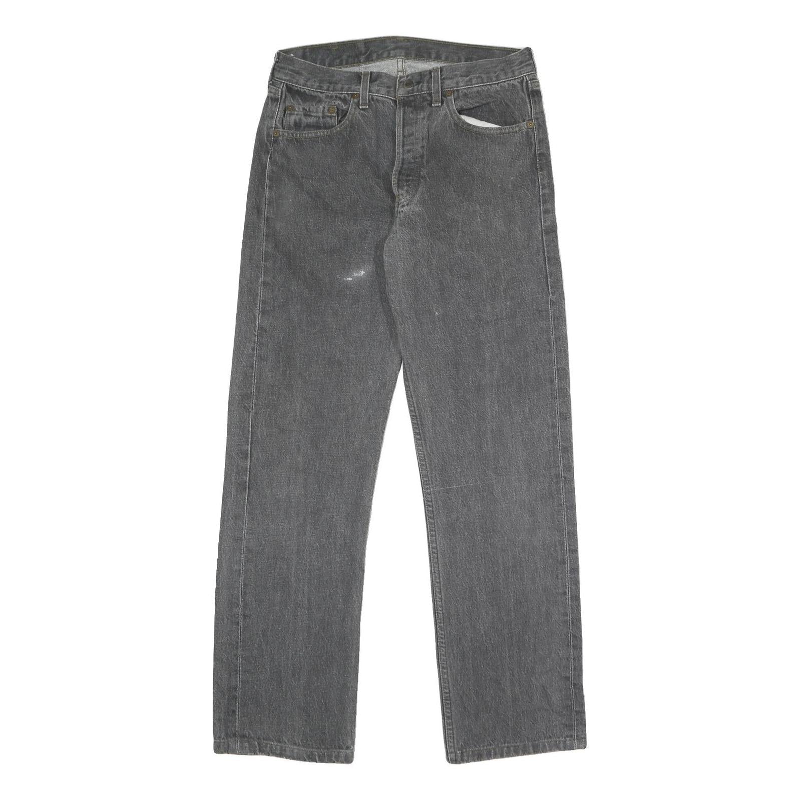 LEVI'S 501 Mens Jeans Black Classic Straight Denim Medium W30 L32 Button Closure Refurbished - N/A refurbished available on Cerqular
