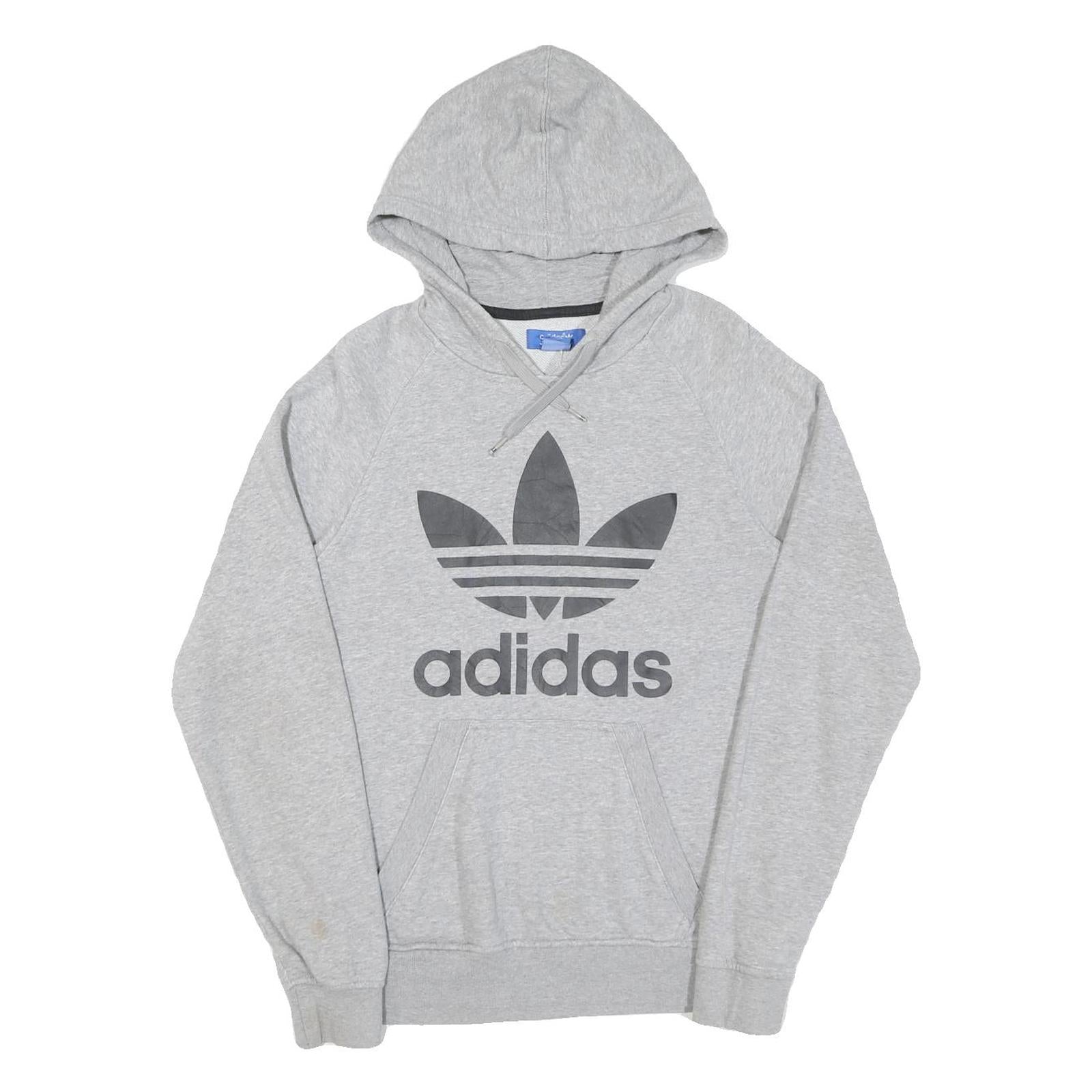 ADIDAS Mens Grey Hoodie S Cotton Pullover Logo Sweatshirt Lightweight Refurbished - N/A refurbished available on Cerqular