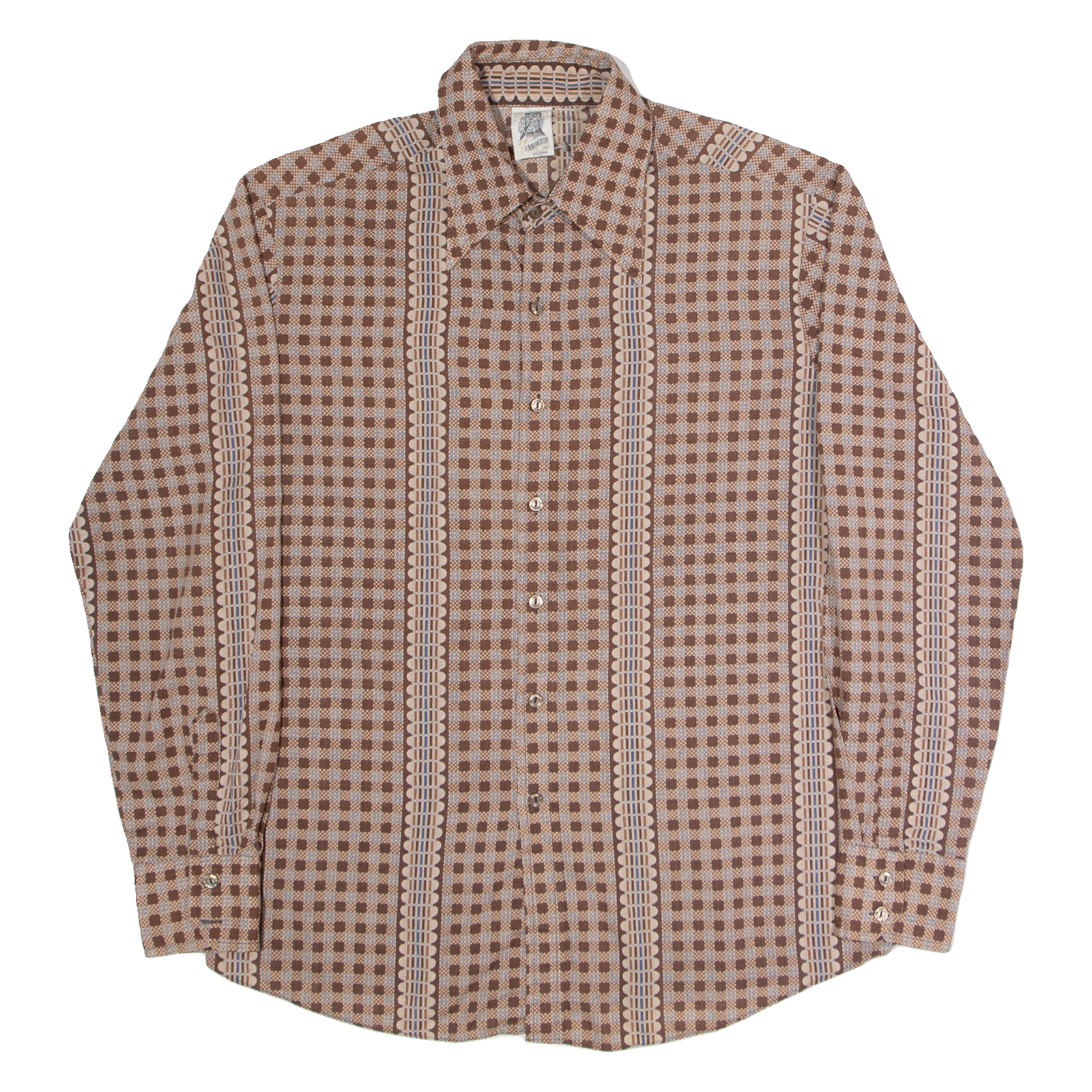 KENNINGTON Mens Shirt Brown Check Long Sleeve L Refurbished - N/A refurbished available on Cerqular
