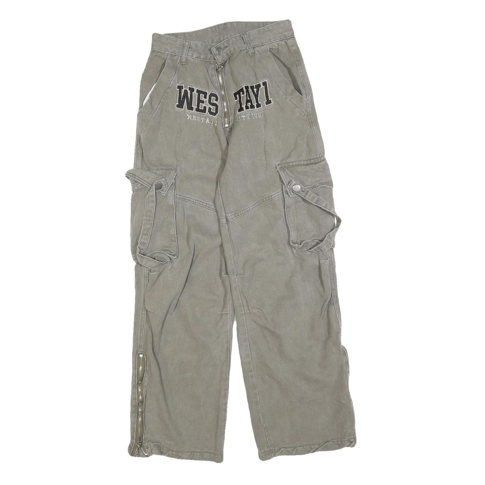 Womens Relaxed Cargo Cotton Blend Grey Trousers W26 L28 Casual Utility Zip Refurbished - N/A refurbished available on Cerqular