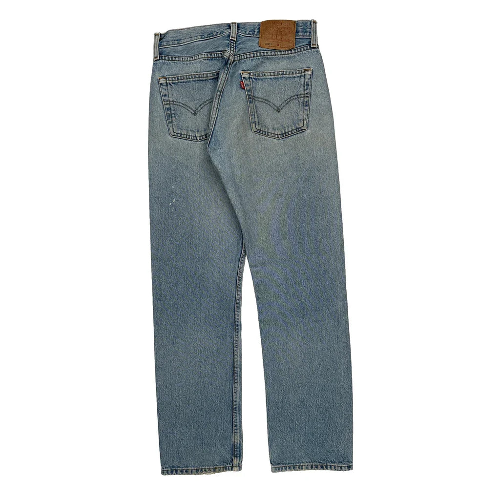 501 Levis Jeans - 27W 29L Light Wash Denim Refurbished - Thrifted (note: this is a term often used to describe second- refurbished available on Cerqular