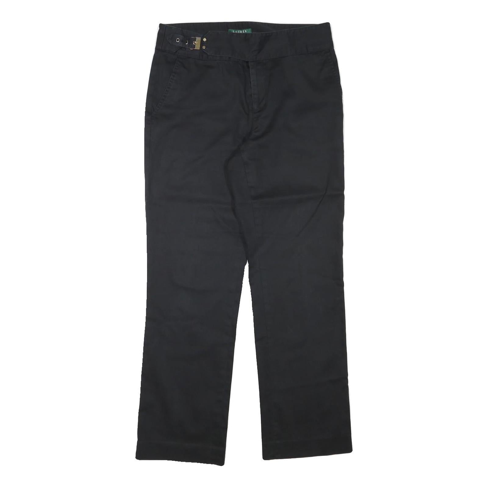 LAUREN RALPH LAUREN Womens Cotton Blend Black Regular Fit Straight Trousers W31 Refurbished - N/A refurbished available on Cerqular