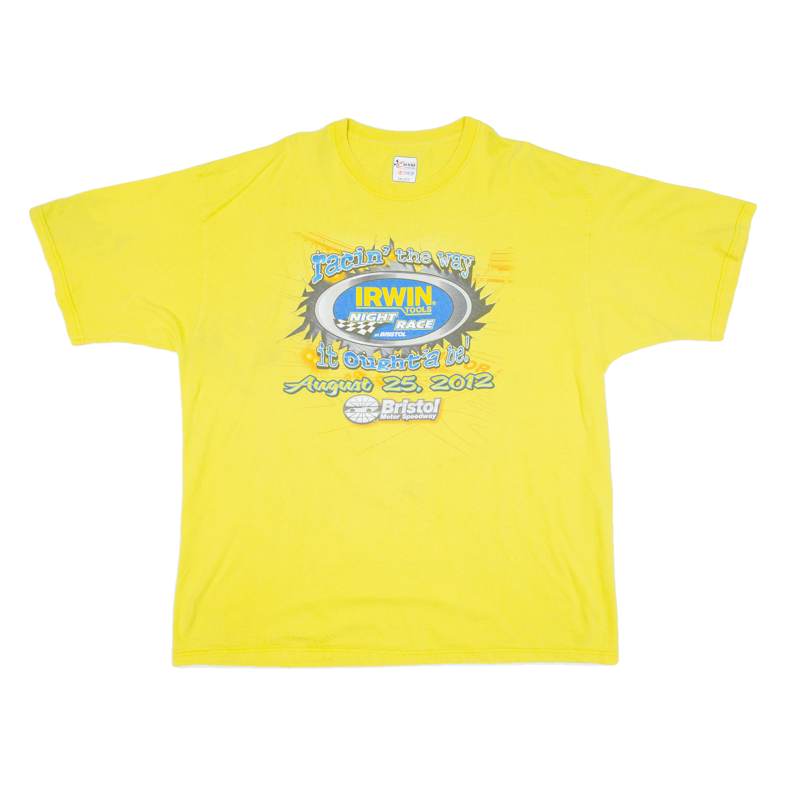 CHASE AUTHENTICS Bristol Motor Speedway 2012 Mens T-Shirt Yellow 2XL Refurbished - N/A refurbished available on Cerqular
