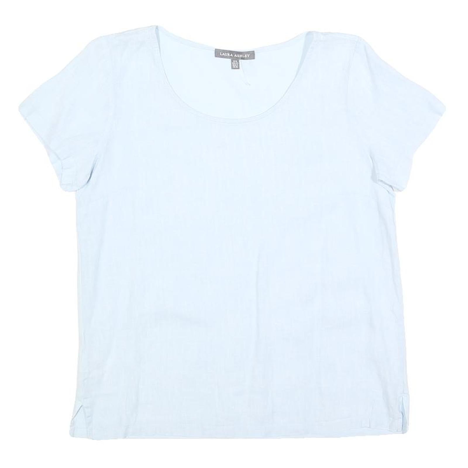 LAURA ASHLEY Womens Light Blue Top Short Sleeve Scoop Neck Plain UK 8 Refurbished - N/A refurbished available on Cerqular