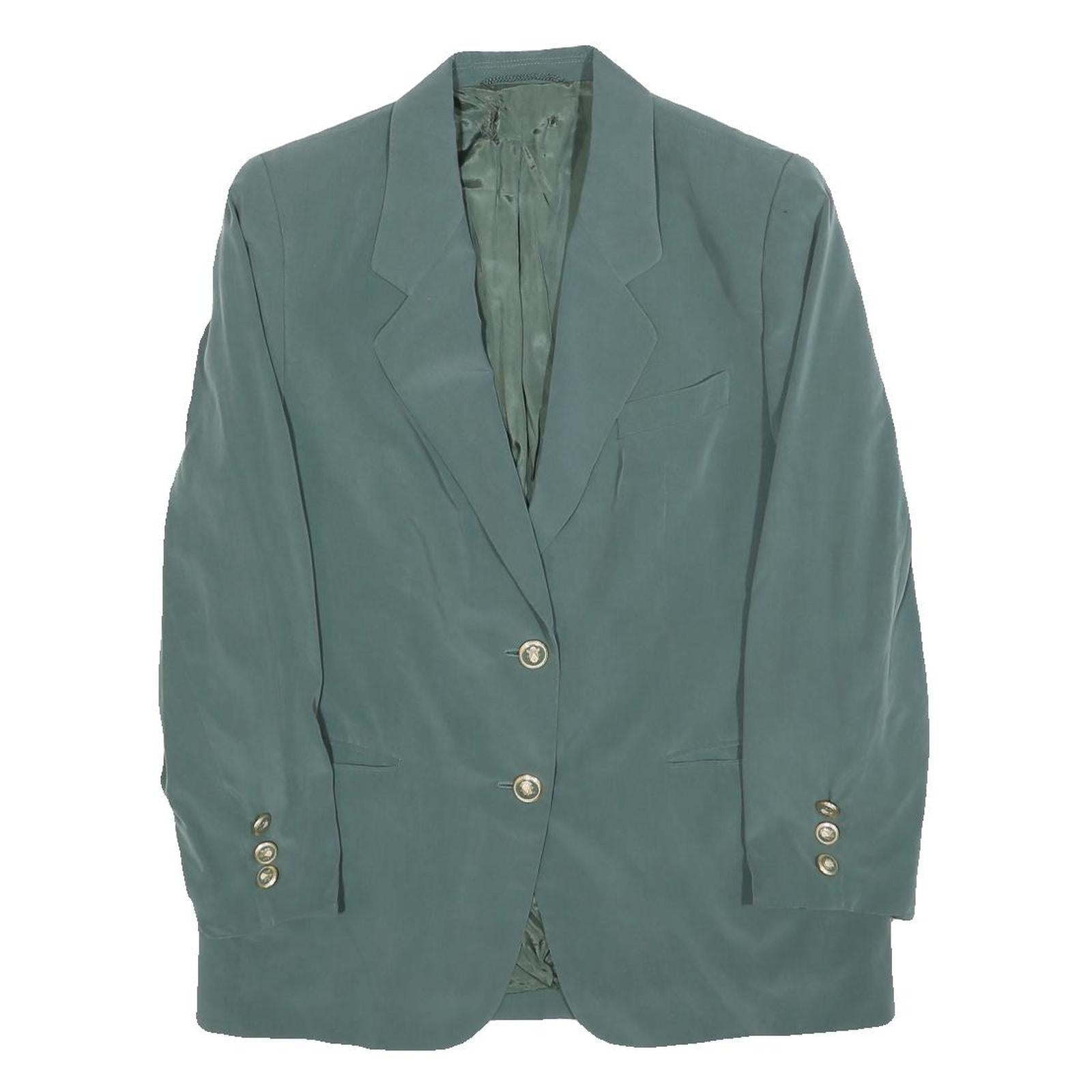 Womens Blue Polyester Blend Classic Jacket S Button Closure Plain Elegant Refurbished - N/A refurbished available on Cerqular