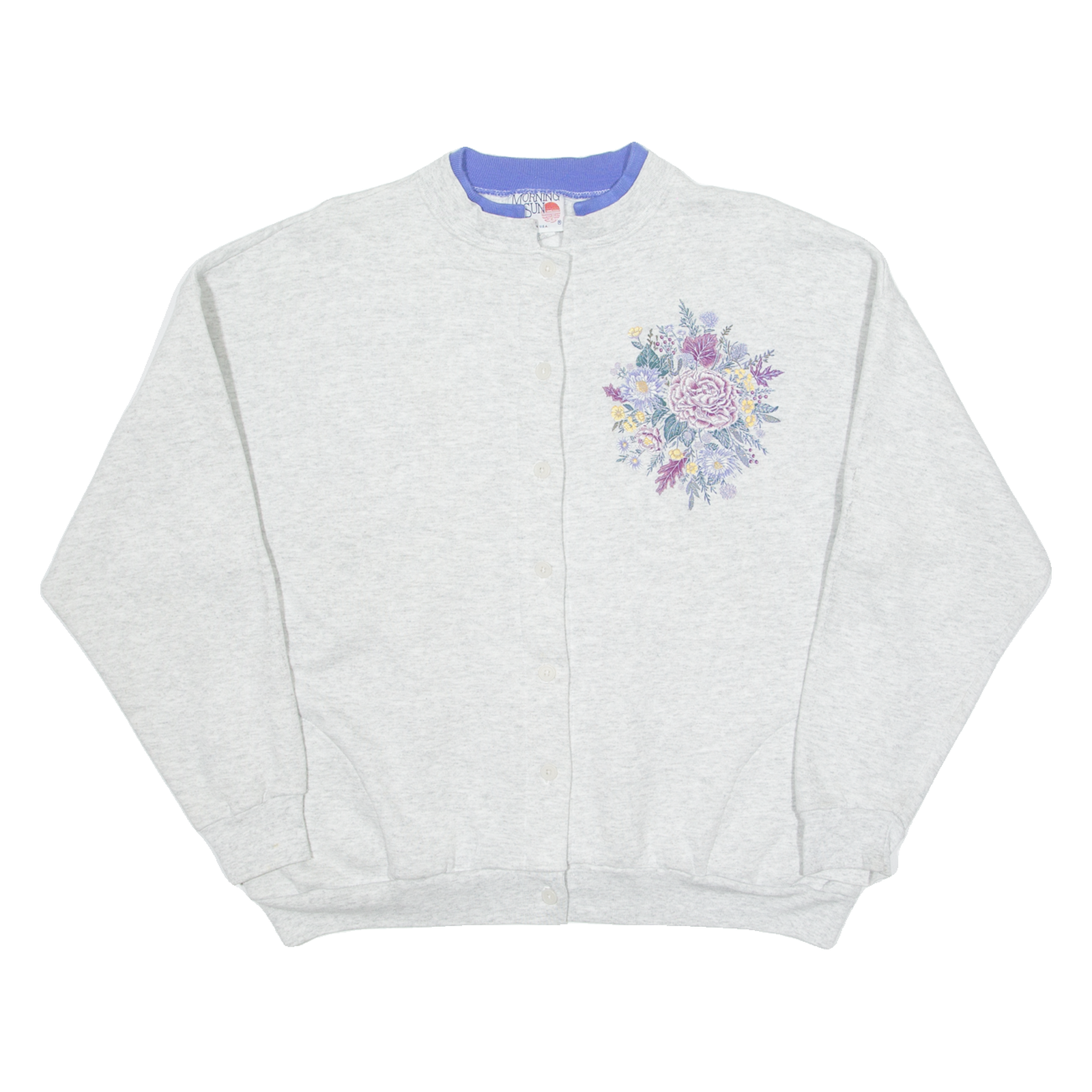 MORNING SUN Womens Jumper Grey Floral Tight Knit XL Refurbished - N/A refurbished available on Cerqular