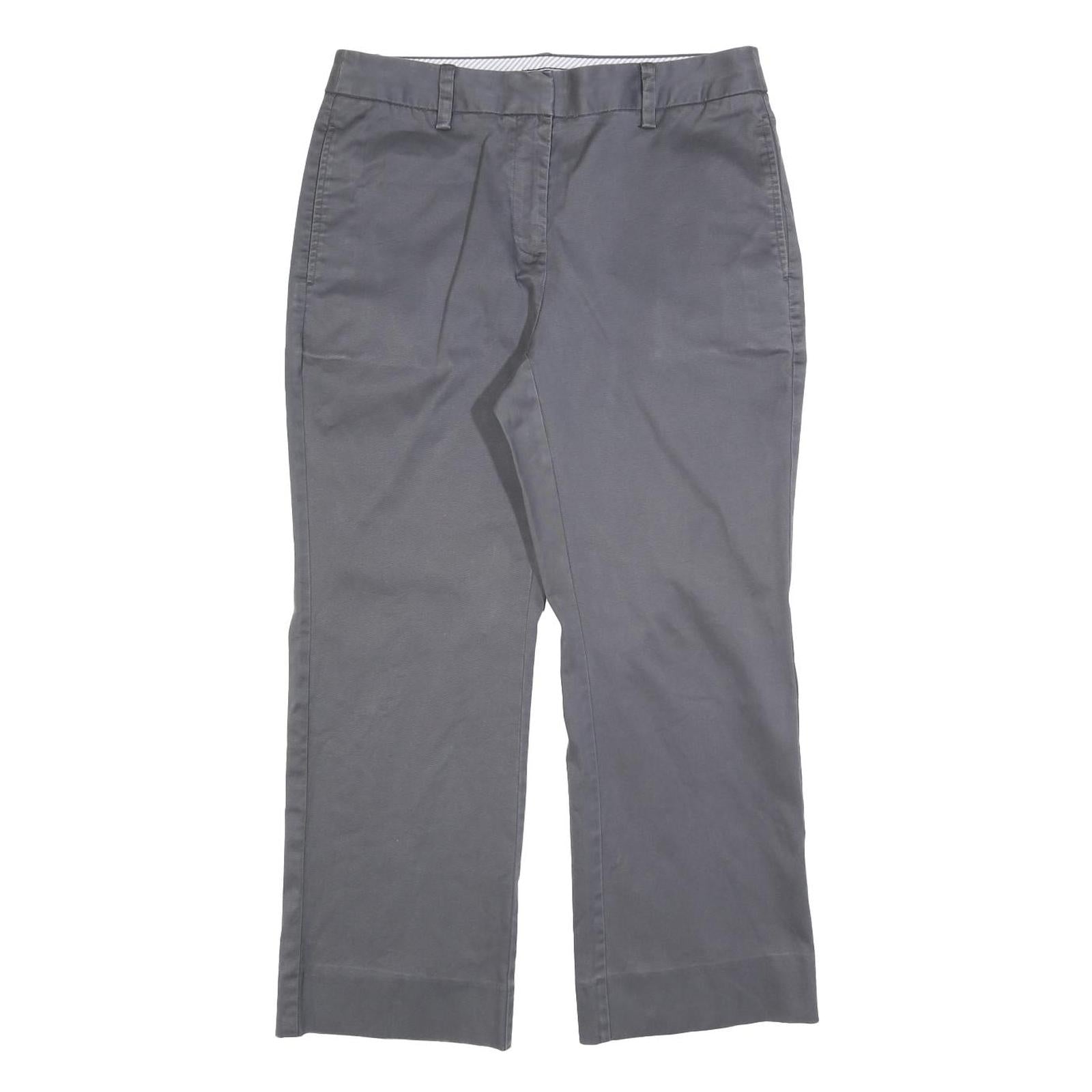 LANDS END Womens Cotton Blend Grey Regular Straight Trousers W32 L27 Casual Refurbished - N/A refurbished available on Cerqular