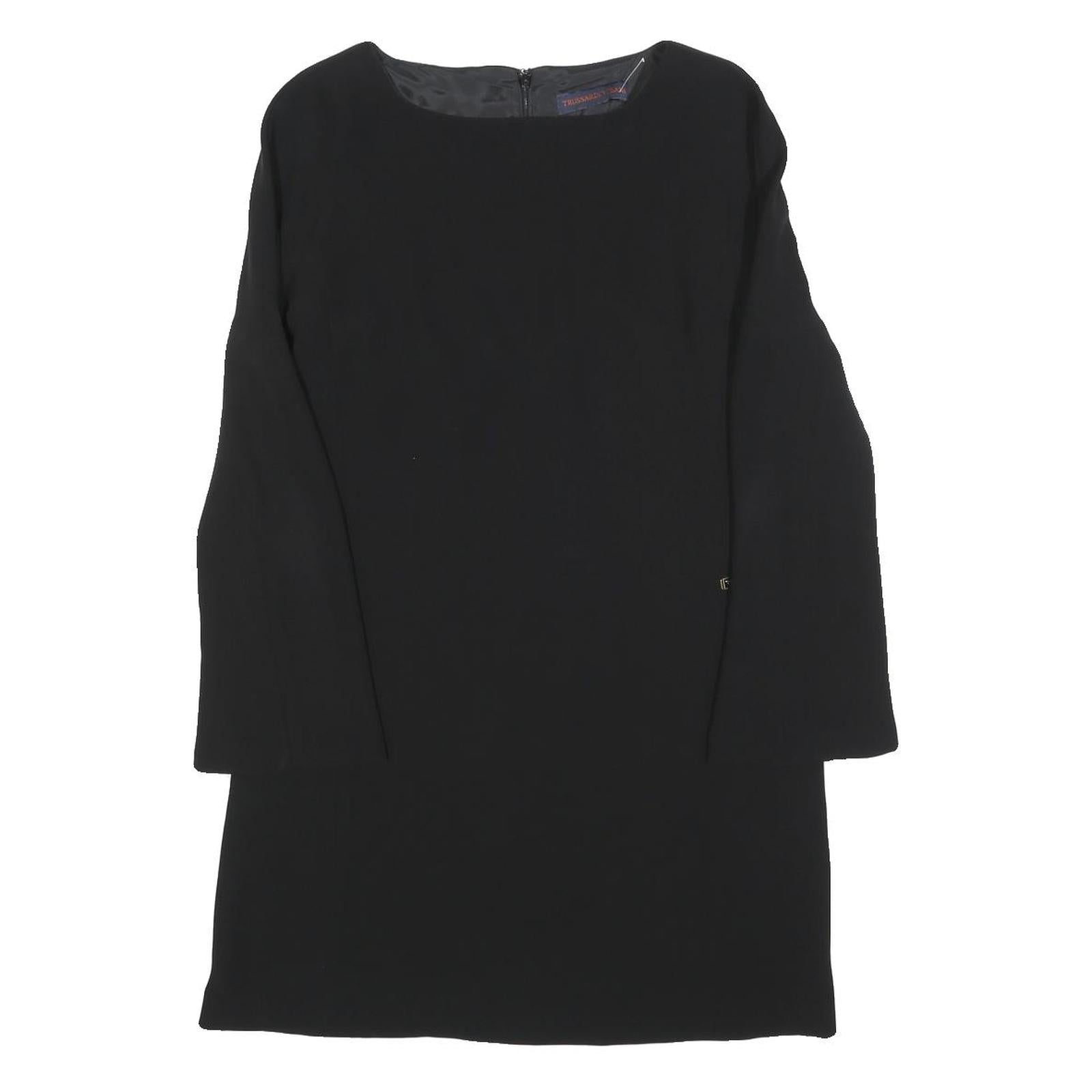 TRUSSARDI Womens Black Shift Dress Polyester Blend Long Sleeve M Elegant Refurbished - N/A refurbished available on Cerqular