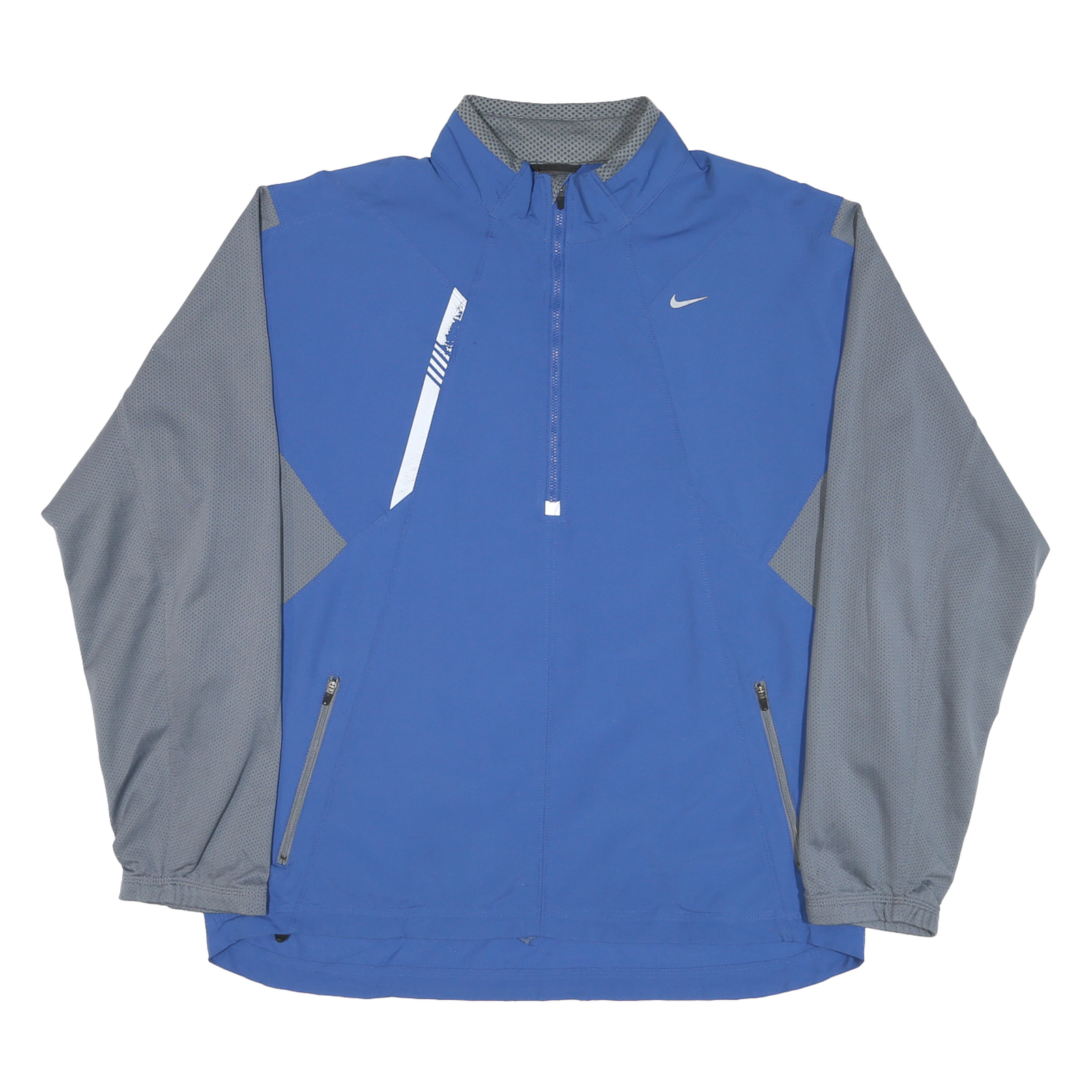 NIKE Mens Blue & Grey Outdoor Jacket XL Polyester Blend Mesh Colourblock Relaxed Refurbished - N/A refurbished available on Cerqular