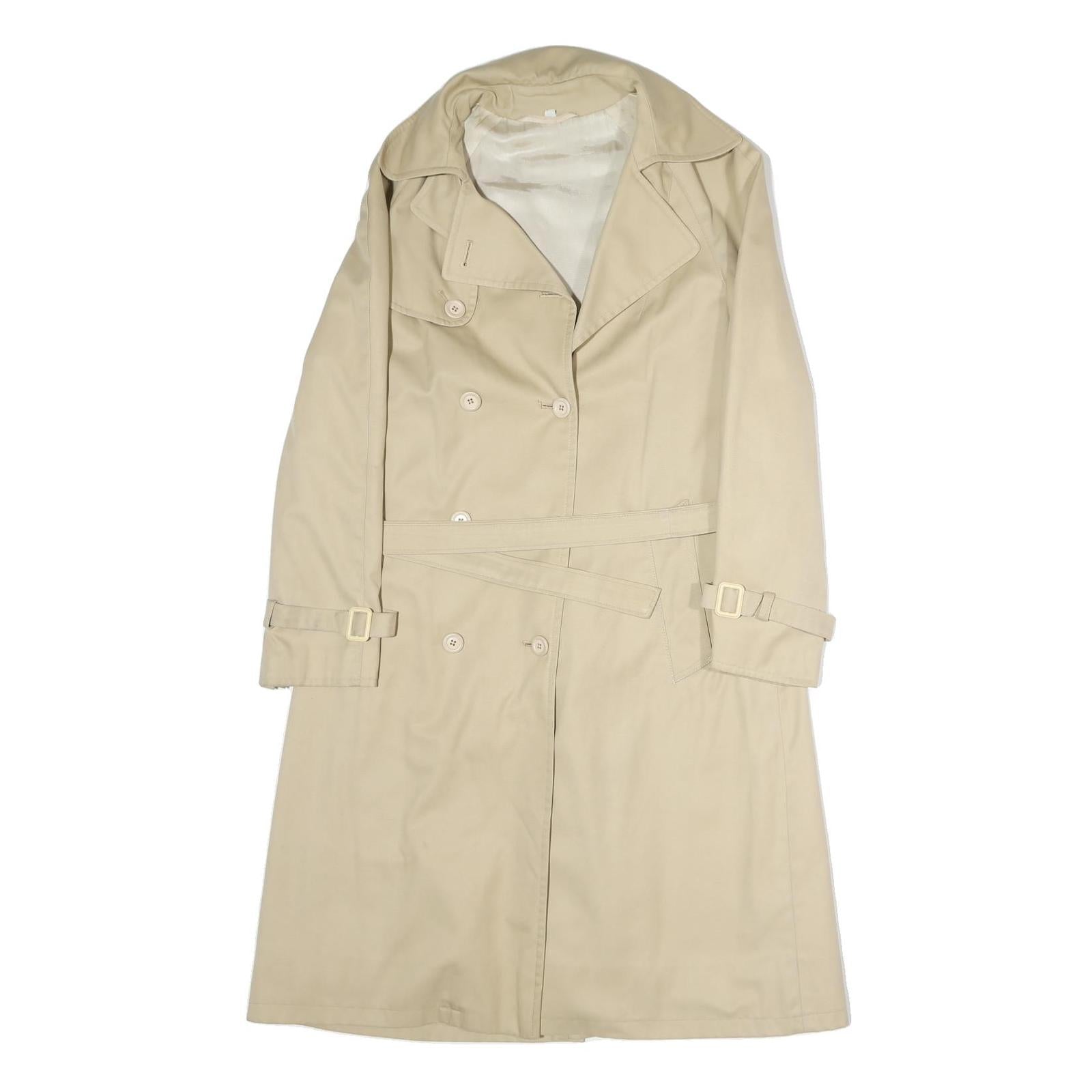 Womens Beige Classic Cotton Trench Jacket L Button Closure Belted Refurbished - N/A refurbished available on Cerqular