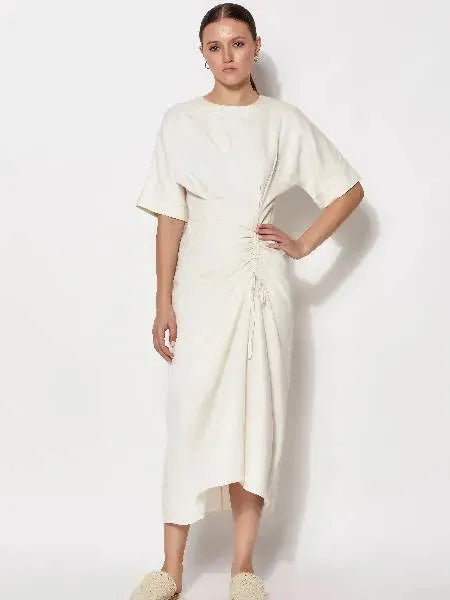 Ivy Ruched Drape Dress | Size: 32 | Color: Natural Refurbished - N/A (Anjum Khan is a personal name, not a brand refurbished available on Cerqular