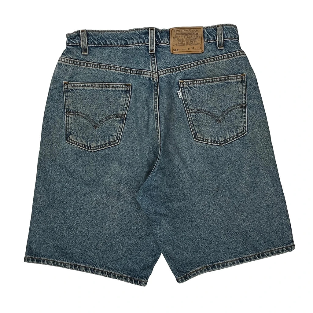Levis Denim Shorts - 32W 11L Blue Cotton Refurbished - Thrifted (note: this is a term often used to describe second- refurbished available on Cerqular