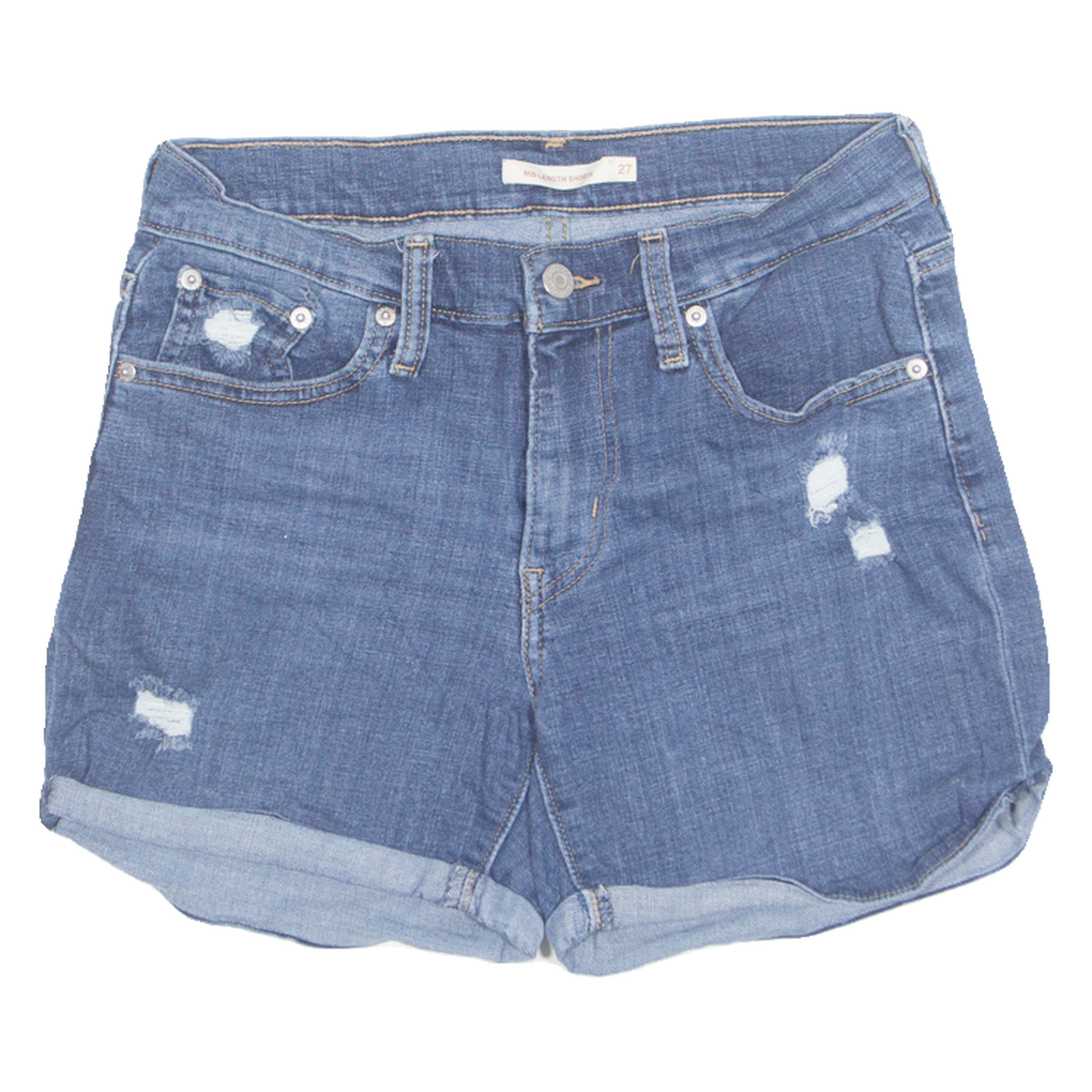 LEVI'S Turn Up Womens Denim Shorts Blue S W28 Refurbished - N/A refurbished available on Cerqular