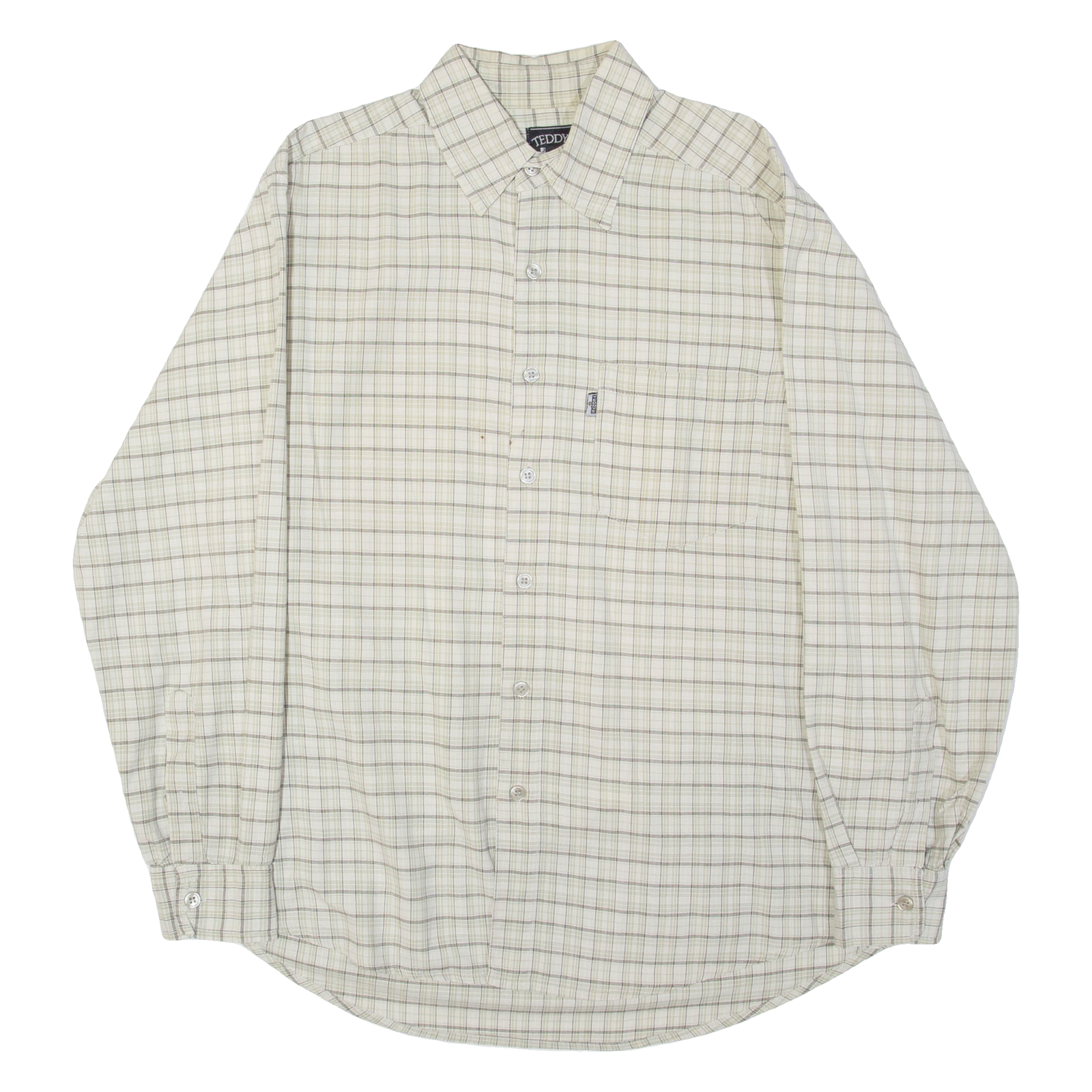 TEDDY'S Mens Shirt Beige Plaid Long Sleeve M Refurbished - N/A refurbished available on Cerqular
