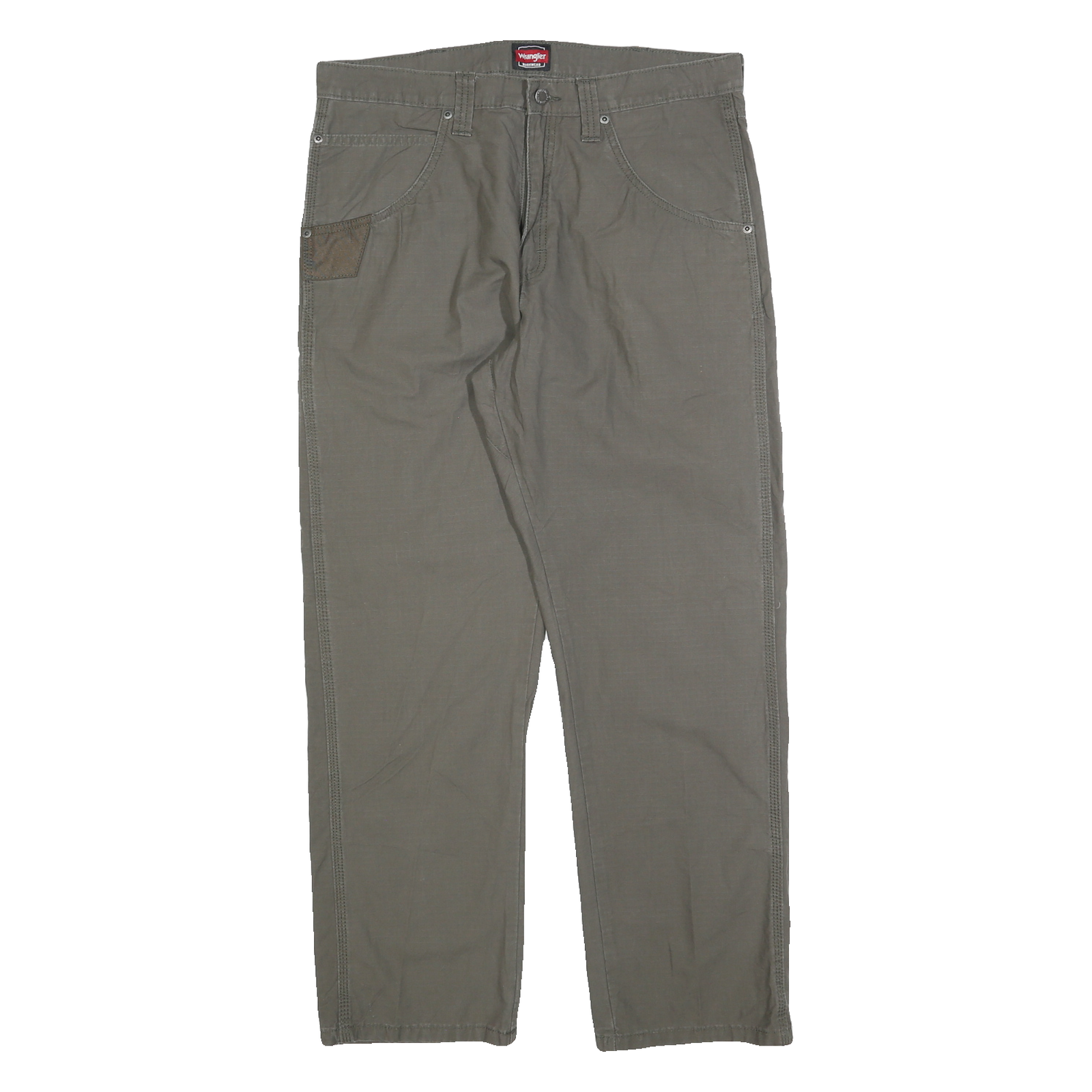 WRANGLER Mens Cotton Blend Green Regular Straight Trousers W34 L30 Casual Zip Refurbished - N/A refurbished available on Cerqular