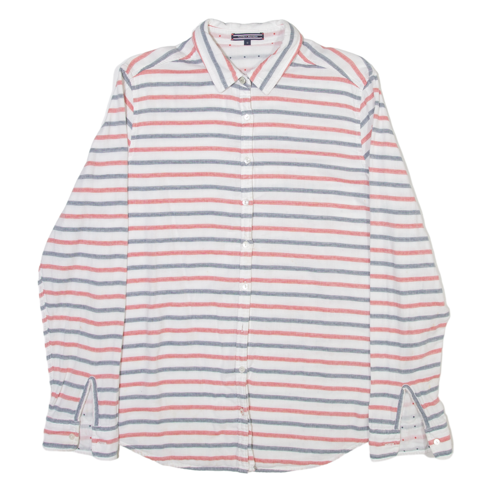 TOMMY HILFIGER Womens Shirt White Striped Long Sleeve UK 10 Refurbished - N/A refurbished available on Cerqular