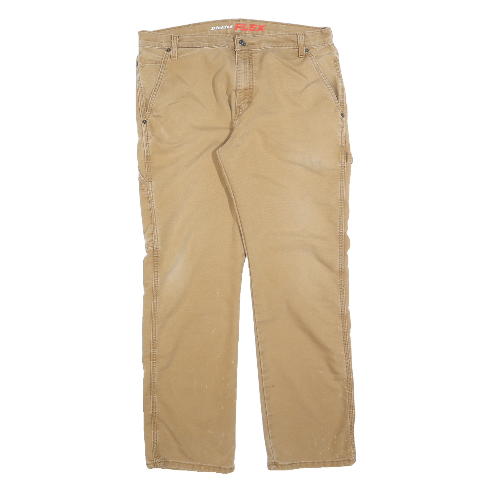 DICKIES Mens Beige Regular Fit Straight Leg Trousers W34 L32 Cotton Blend Zip Refurbished - N/A refurbished available on Cerqular