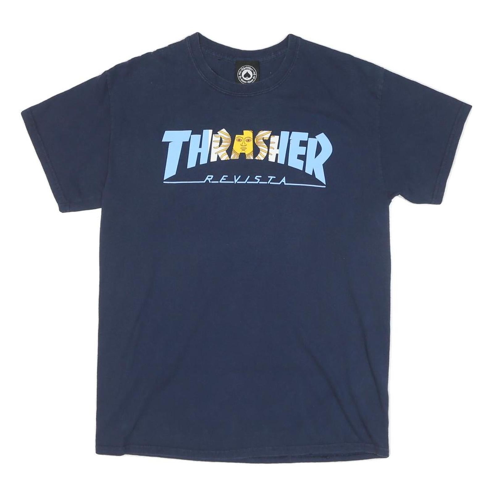 THRASHER Mens Blue Graphic T-Shirt M Short Sleeve Crew Neck Skatewear Refurbished - N/A refurbished available on Cerqular