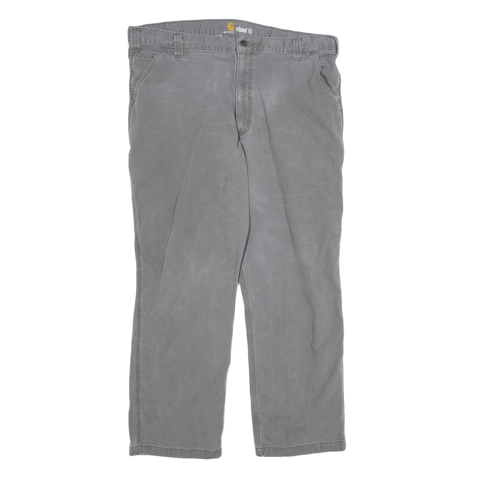CARHARTT Mens Cotton Grey Relaxed Fit Straight Trousers W40 L32 Durable Workwear Refurbished - N/A refurbished available on Cerqular