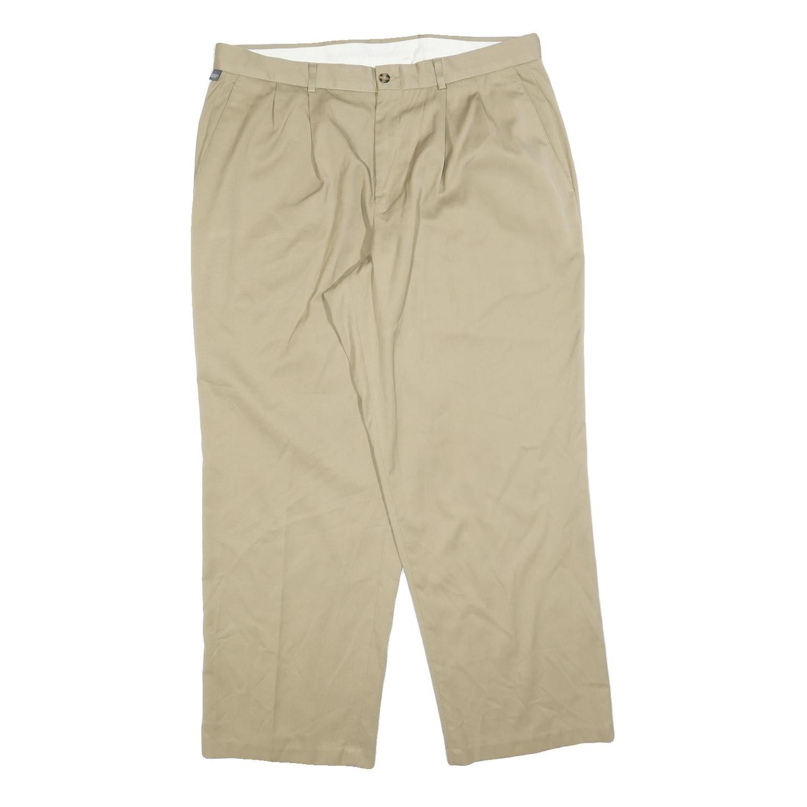 DOCKERS Mens Regular Beige Cotton Blend Trousers W36 L30 Classic Zip Pockets Refurbished - N/A refurbished available on Cerqular