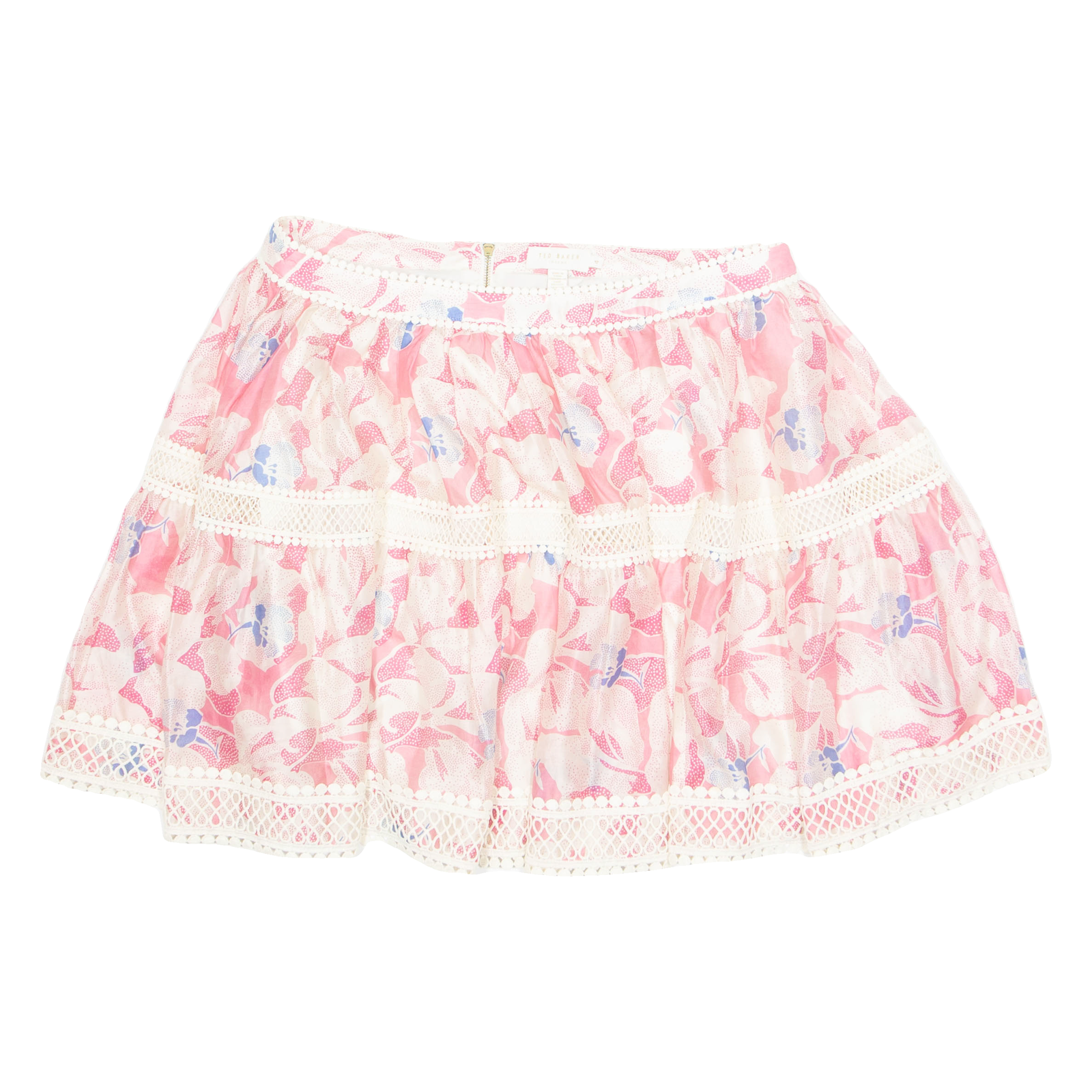 TED BAKER Womens Skater Skirt Pink Midi Floral UK 14 Refurbished - N/A refurbished available on Cerqular