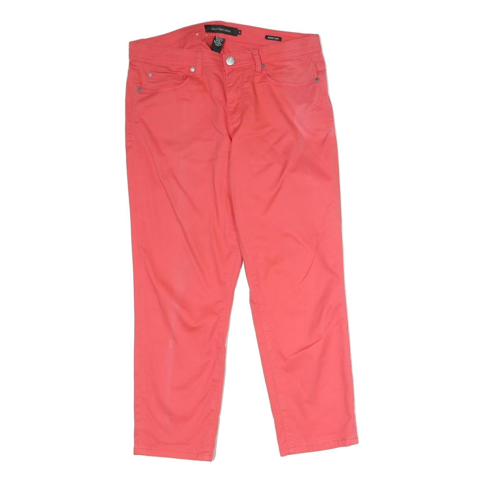 CALVIN KLEIN JEANS Womens Cotton Blend Coral Regular Straight Trousers W34 L27 Refurbished - N/A refurbished available on Cerqular