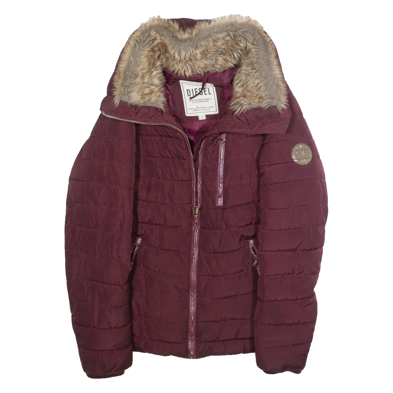 DIESEL Womens Puffer Jacket Purple S Refurbished - N/A refurbished available on Cerqular