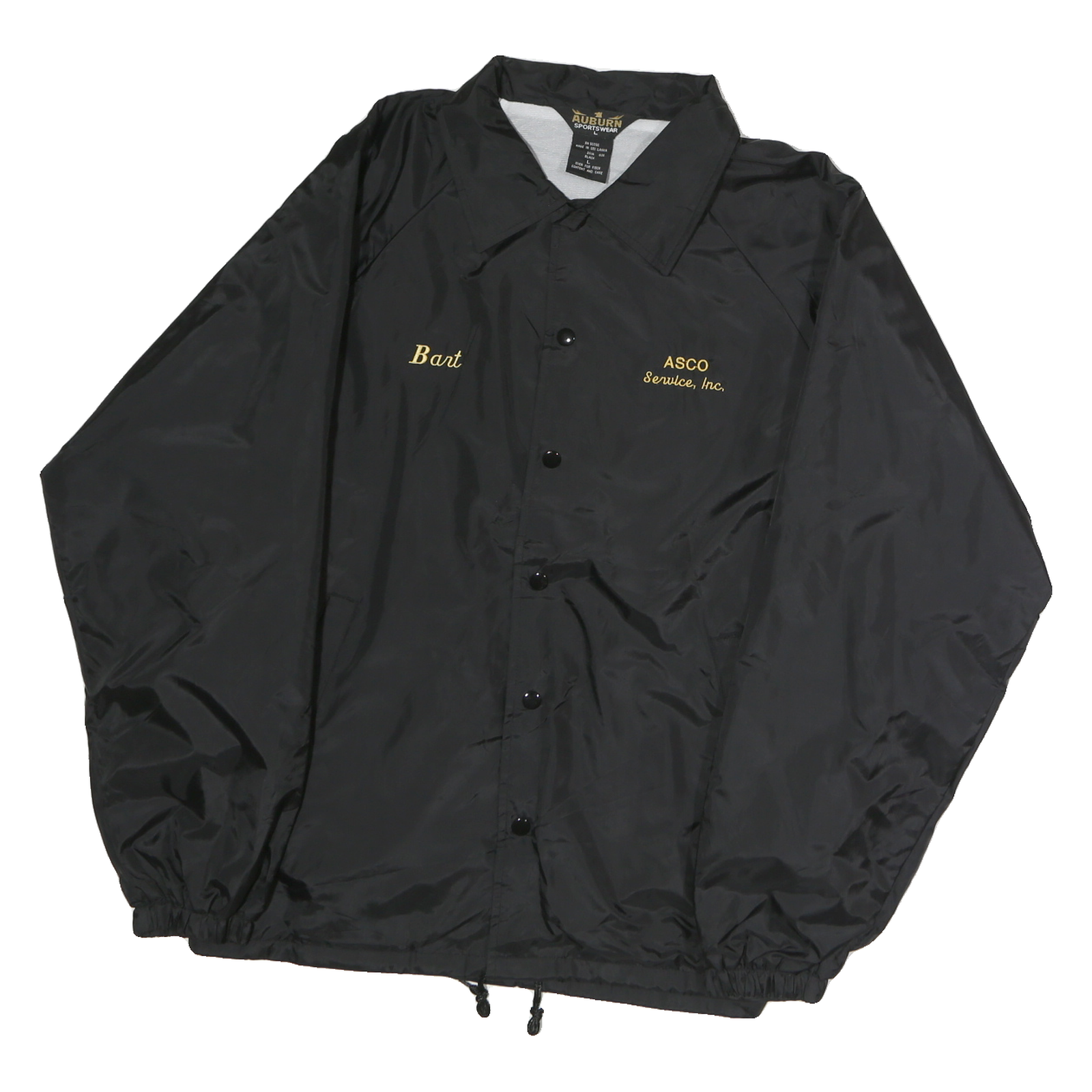 AUBURN Mens Black Nylon Coach Jacket L Button Closure Plain Casual Outerwear Refurbished - N/A refurbished available on Cerqular