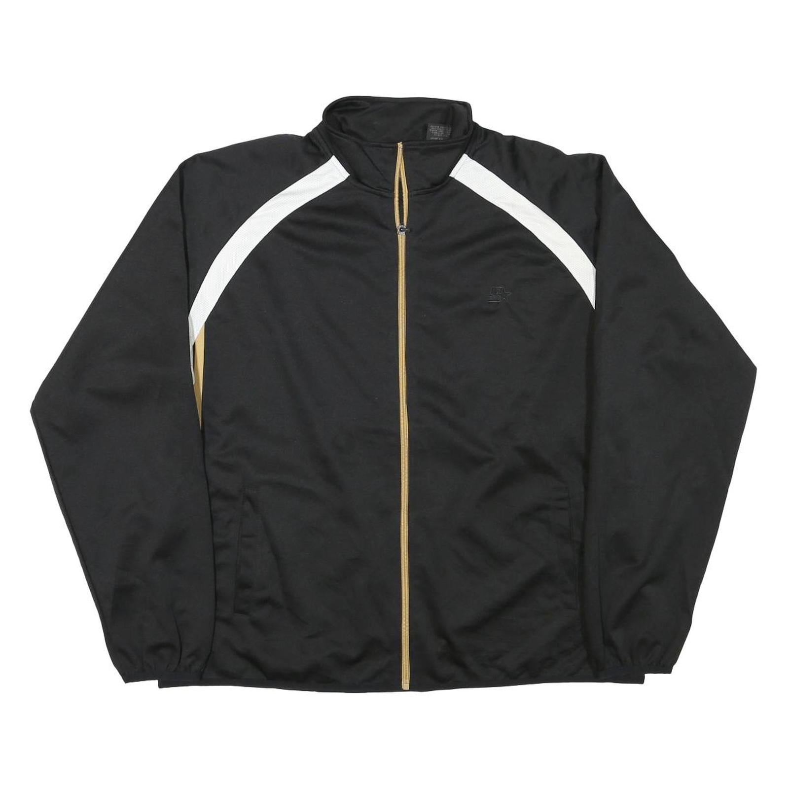 STARTER Mens Black & White Track Jacket L Polyester Blend Zip Athletic Refurbished - N/A refurbished available on Cerqular