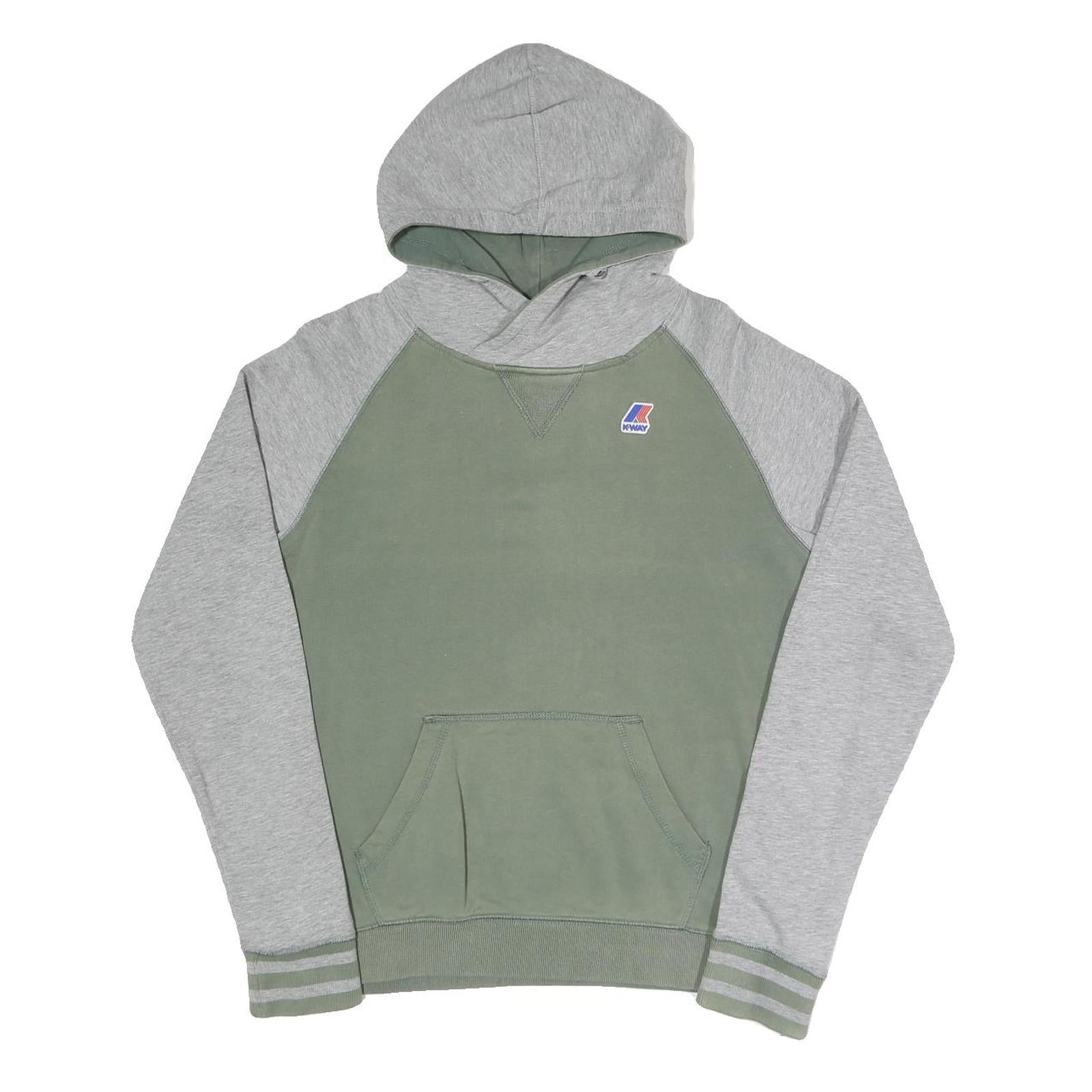 K-WAY Mens Green & Grey Pullover Hoodie S Cotton Blend Casual Refurbished - N/A refurbished available on Cerqular