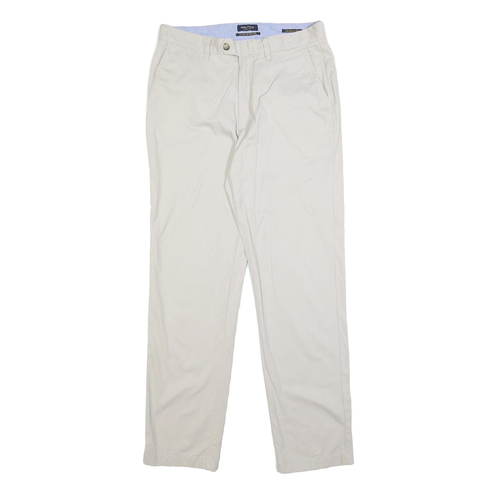 NAUTICA Mens Slim Beige Cotton Blend Slim Fit Trousers W32 L32 Casual Refurbished - N/A refurbished available on Cerqular