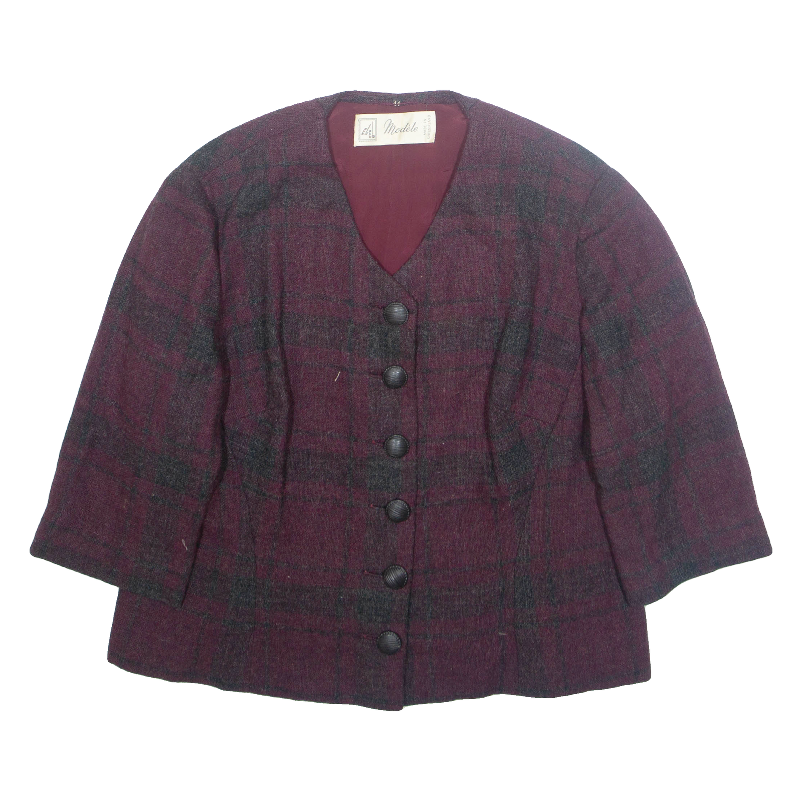 MODELE Womens Blazer Jacket Purple Plaid L Refurbished - N/A refurbished available on Cerqular