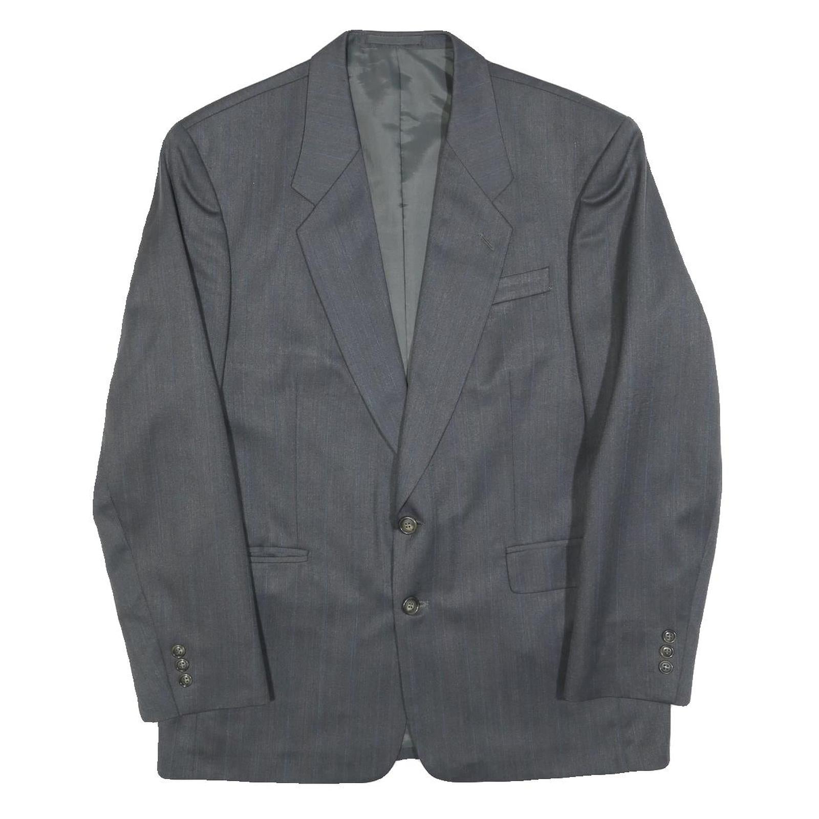 Mens Grey Wool Blend Plain Classic Tailored Jacket L Button Closure Refurbished - N/A refurbished available on Cerqular