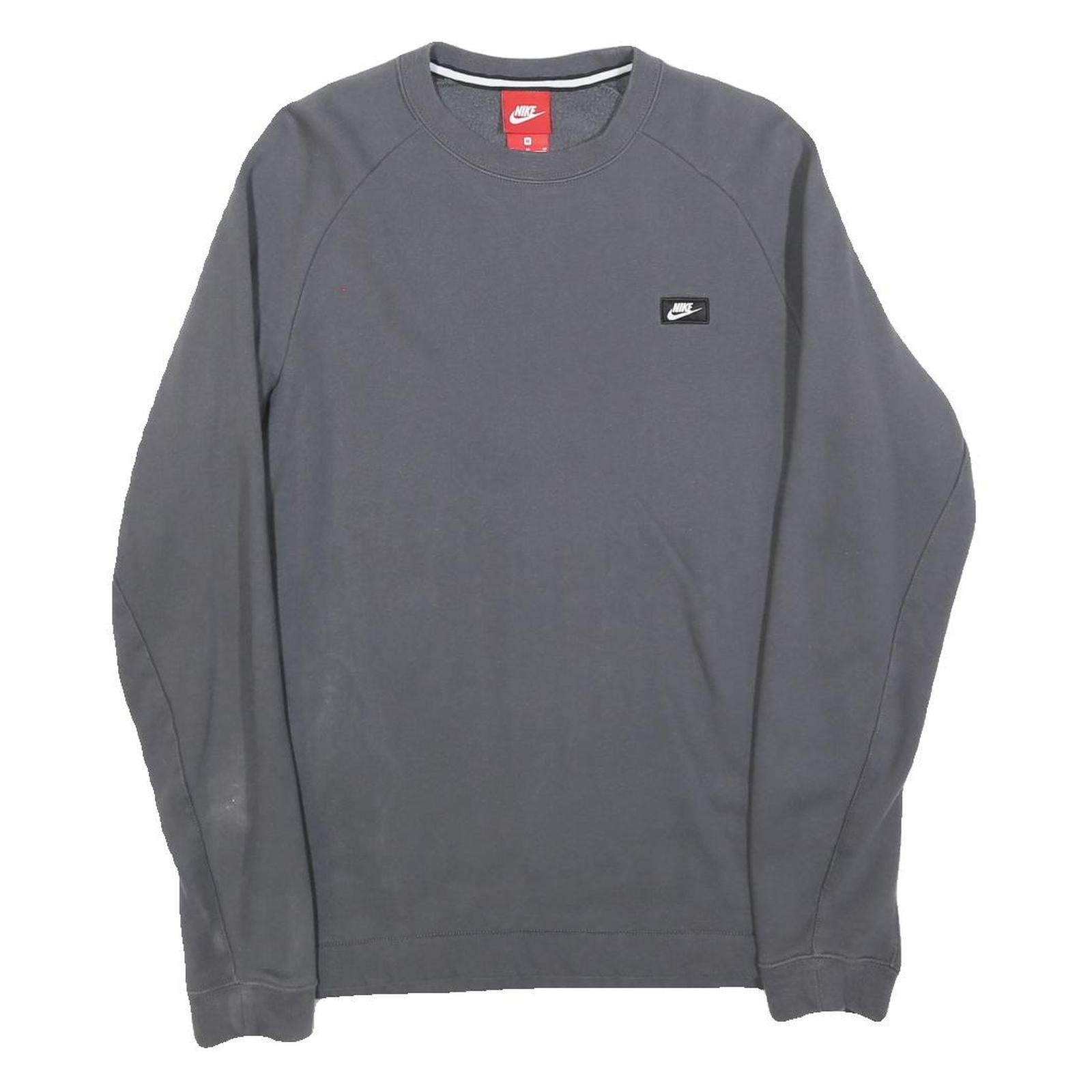NIKE Mens Grey Crew Neck Long Sleeve Pullover Sweatshirt M Cotton Blend Jersey Refurbished - N/A refurbished available on Cerqular