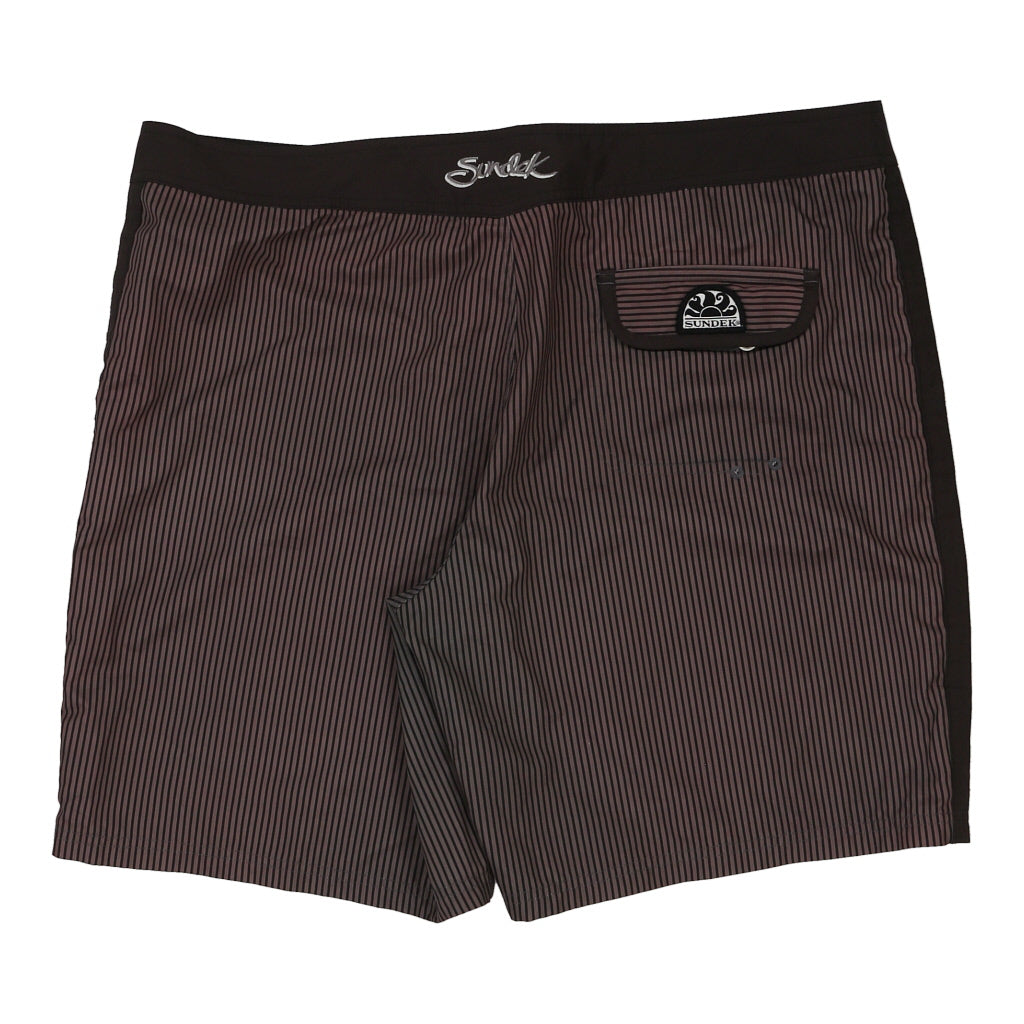 Sundek Striped Swim Shorts - XL Brown Nylon Refurbished - Thrifted (note: this is a term often used to describe second- refurbished available on Cerqular