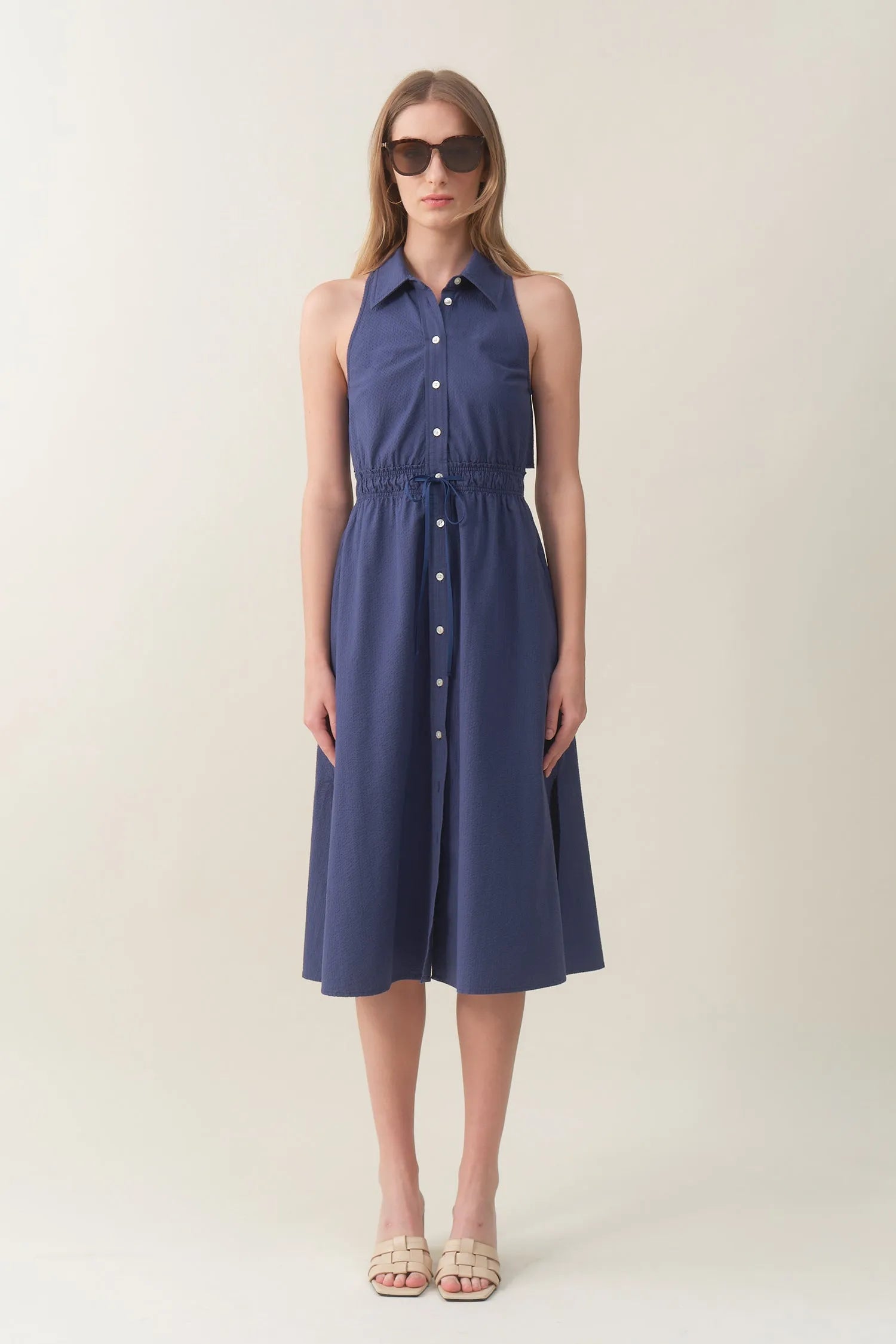 Sleeveless Midi Shirtdress - Deepwater | Size: XS Refurbished - N/A refurbished available on Cerqular