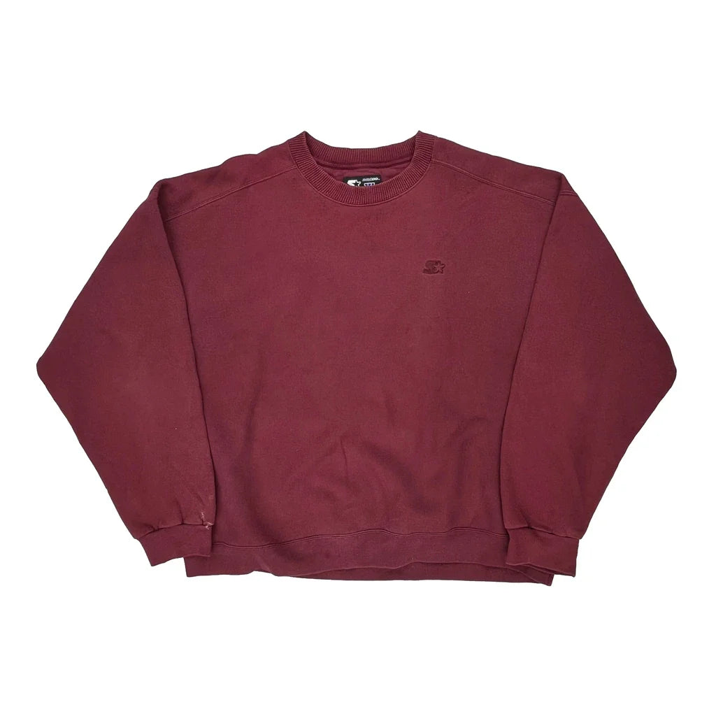 Heavyweight Starter Sweatshirt - XL Burgundy Cotton Refurbished - Thrifted (note: this is a term often used to describe second- refurbished available on Cerqular