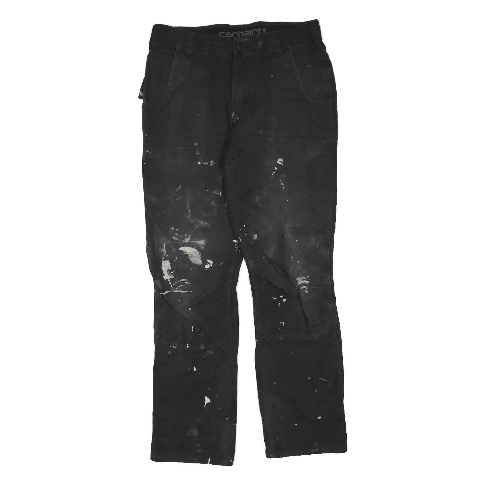 CARHARTT Mens Black Cotton Blend Regular Fit Straight Trousers W32 L31 Workwear Refurbished - N/A refurbished available on Cerqular