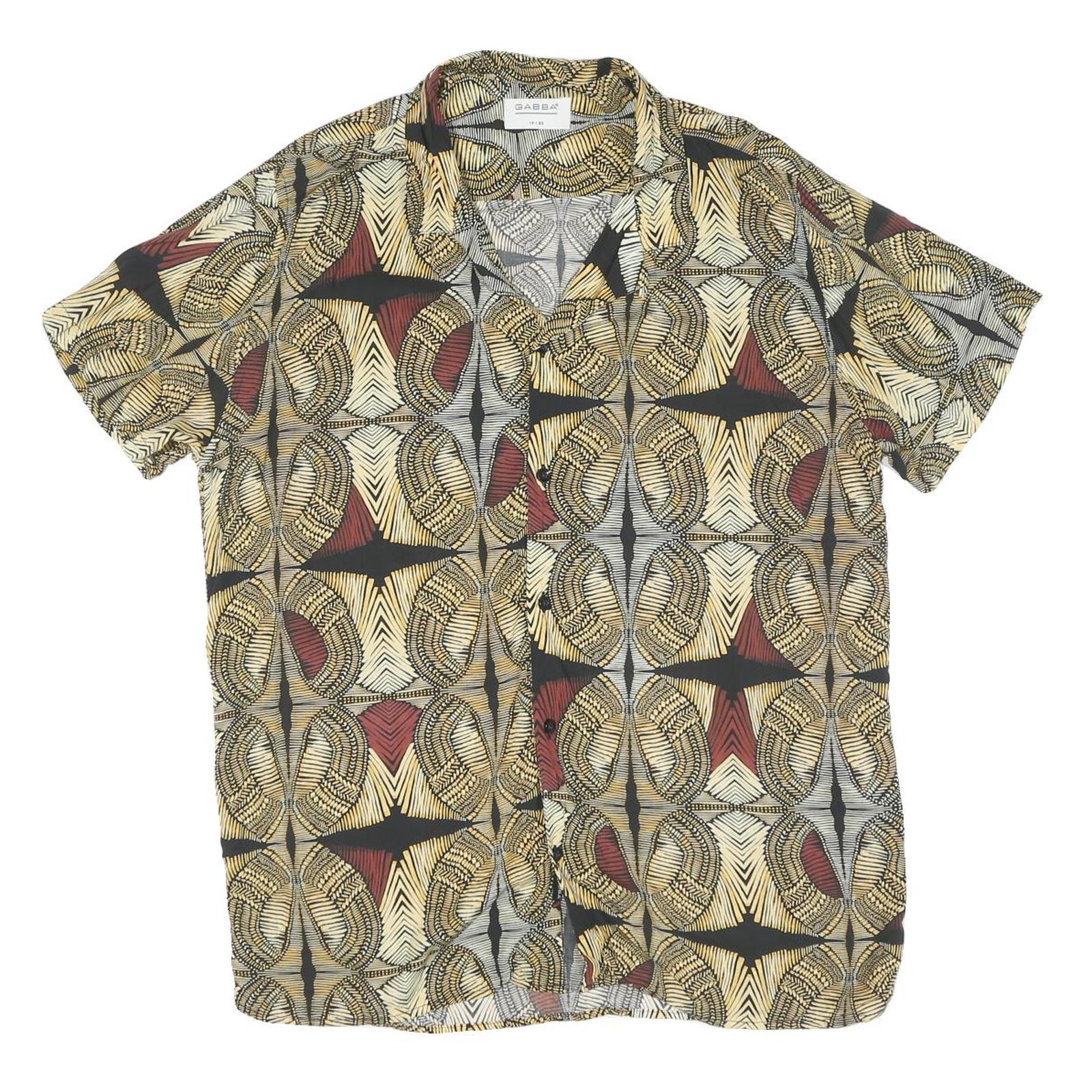 Mens Black Beige Red Cotton Blend Short Sleeve Shirt M Printed Pattern Casual Refurbished - N/A refurbished available on Cerqular