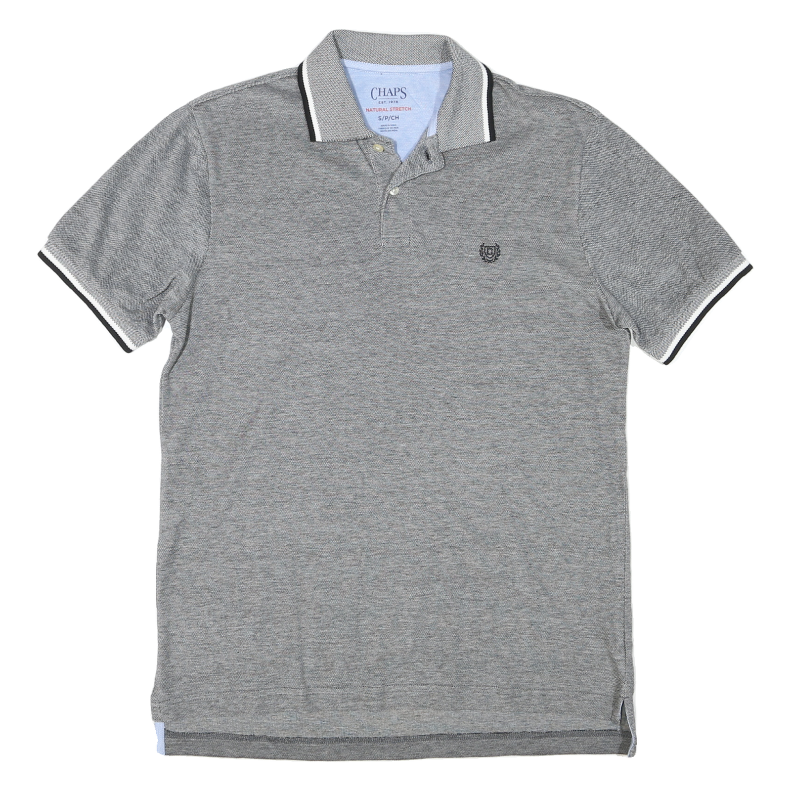 Buy CHAPS Mens Grey & Black Short Sleeve Cotton Polo Shirt S Classic Stripe Collar Refurbished - $16.89 CHAPS Mens Grey & Black Short Sleeve Cotton Polo Shirt S Classic Stripe Collar Refurbished - N/A refurbished available on Cerqular
