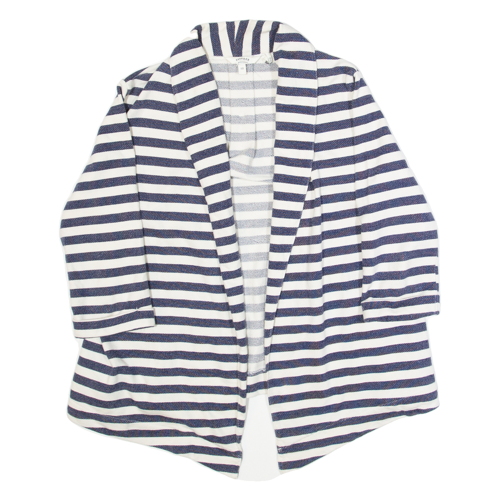 FAT FACE Womens Overcoat Jacket Blue Striped S Refurbished - N/A refurbished available on Cerqular