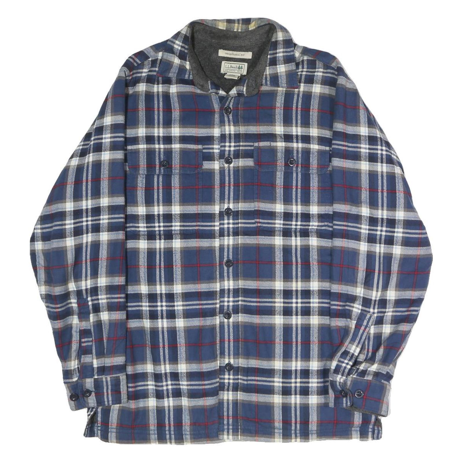 LL BEAN Mens Blue White Red Plaid Shirt S Cotton Long Sleeve Casual Button-Up Refurbished - N/A refurbished available on Cerqular