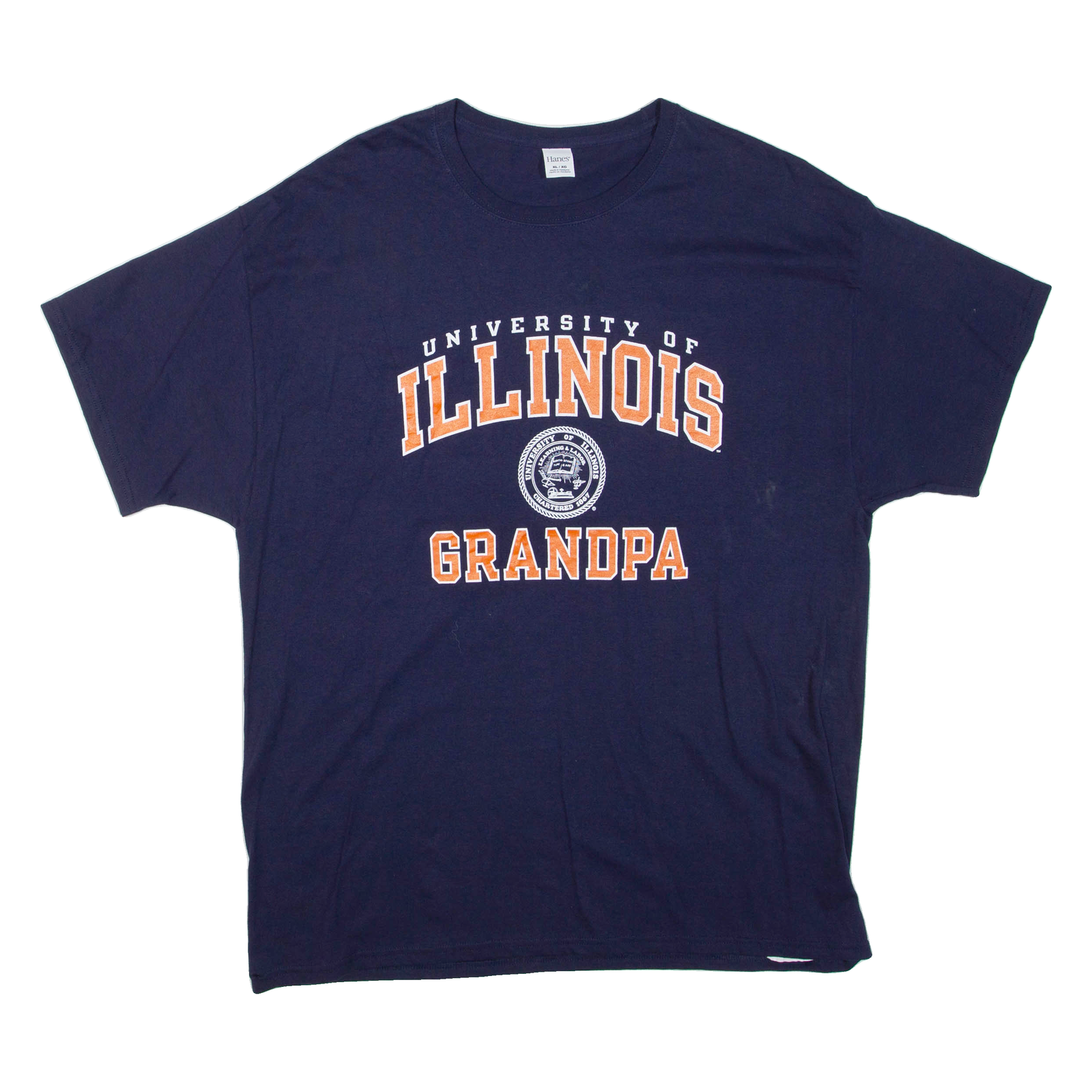 HANES University Of Illinois Mens T-Shirt Blue USA Roll Neck XL Refurbished - N/A refurbished available on Cerqular